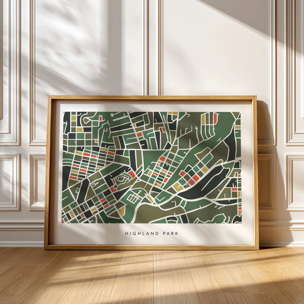 Highland Park Los Angeles Map Print