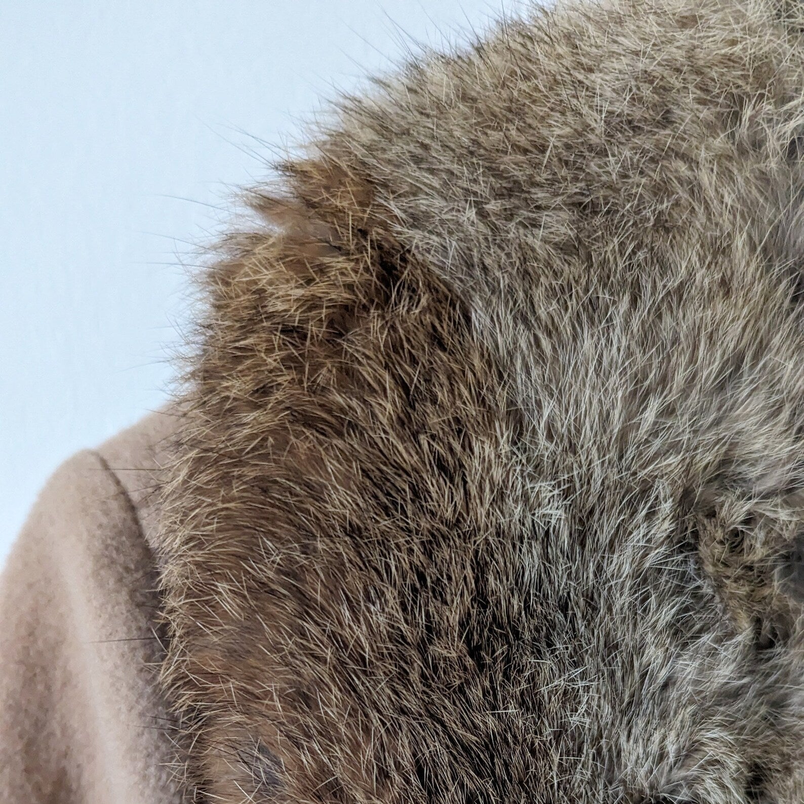 Gorgeous 1960s Boiled Wool Coat With Rabbit Fur Collar