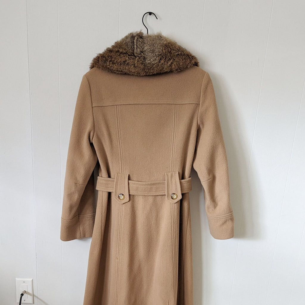 Gorgeous 1960s Boiled Wool Coat With Rabbit Fur Collar
