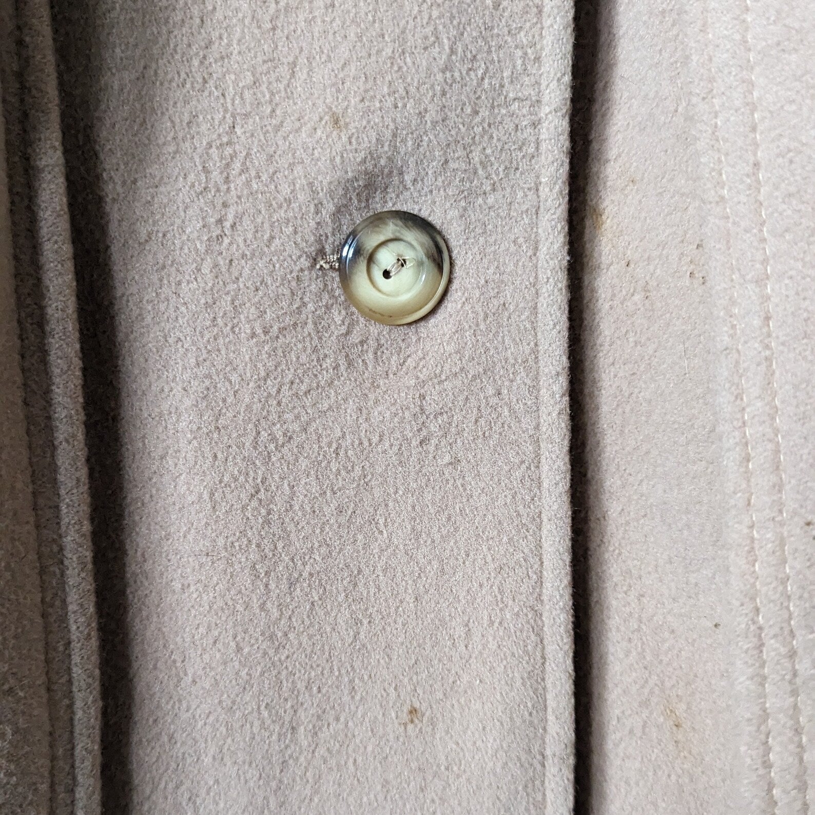 Gorgeous 1960s Boiled Wool Coat With Rabbit Fur Collar