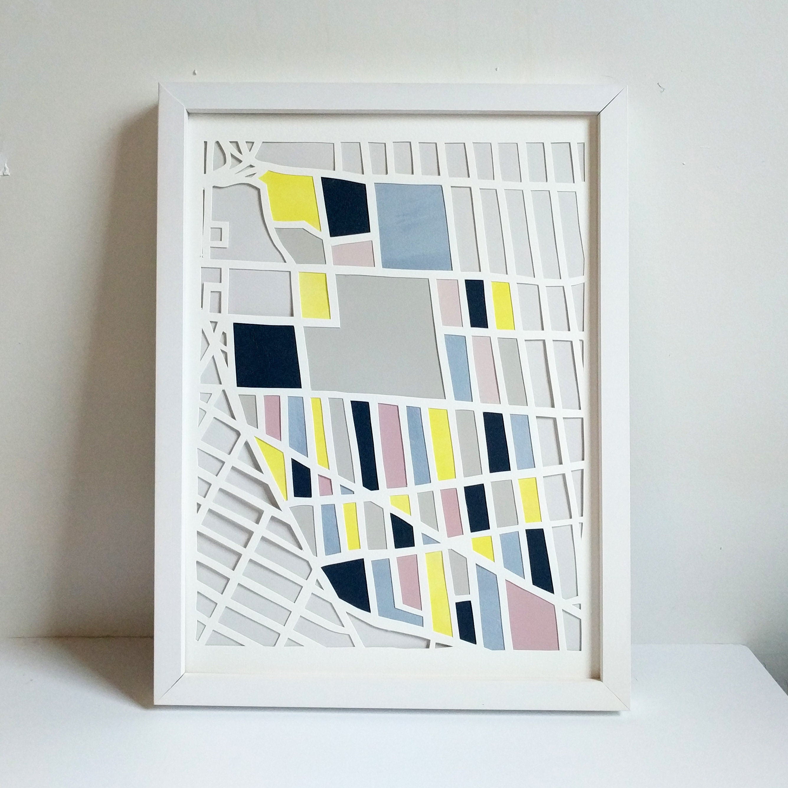 Fort Greene Map Paper Cut - Paper Cut Map - Fort Greene Wall Art - Fort Greene Map - Map of Fort Greene - Map of Brooklyn - Brooklyn Map