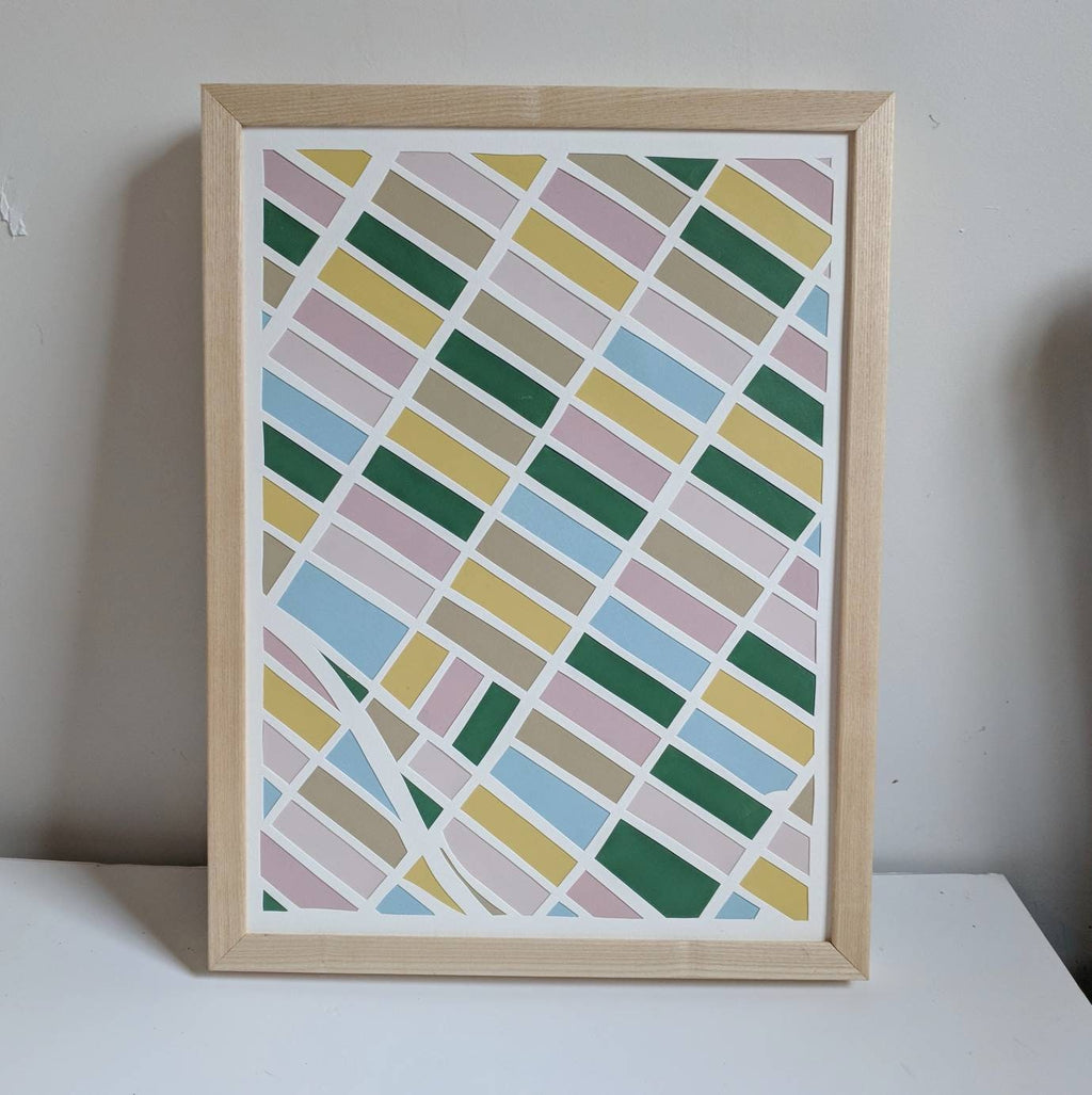 Hand-Cut Paper Map – Park Slope Brooklyn Wall Art (12x16" Unframed)