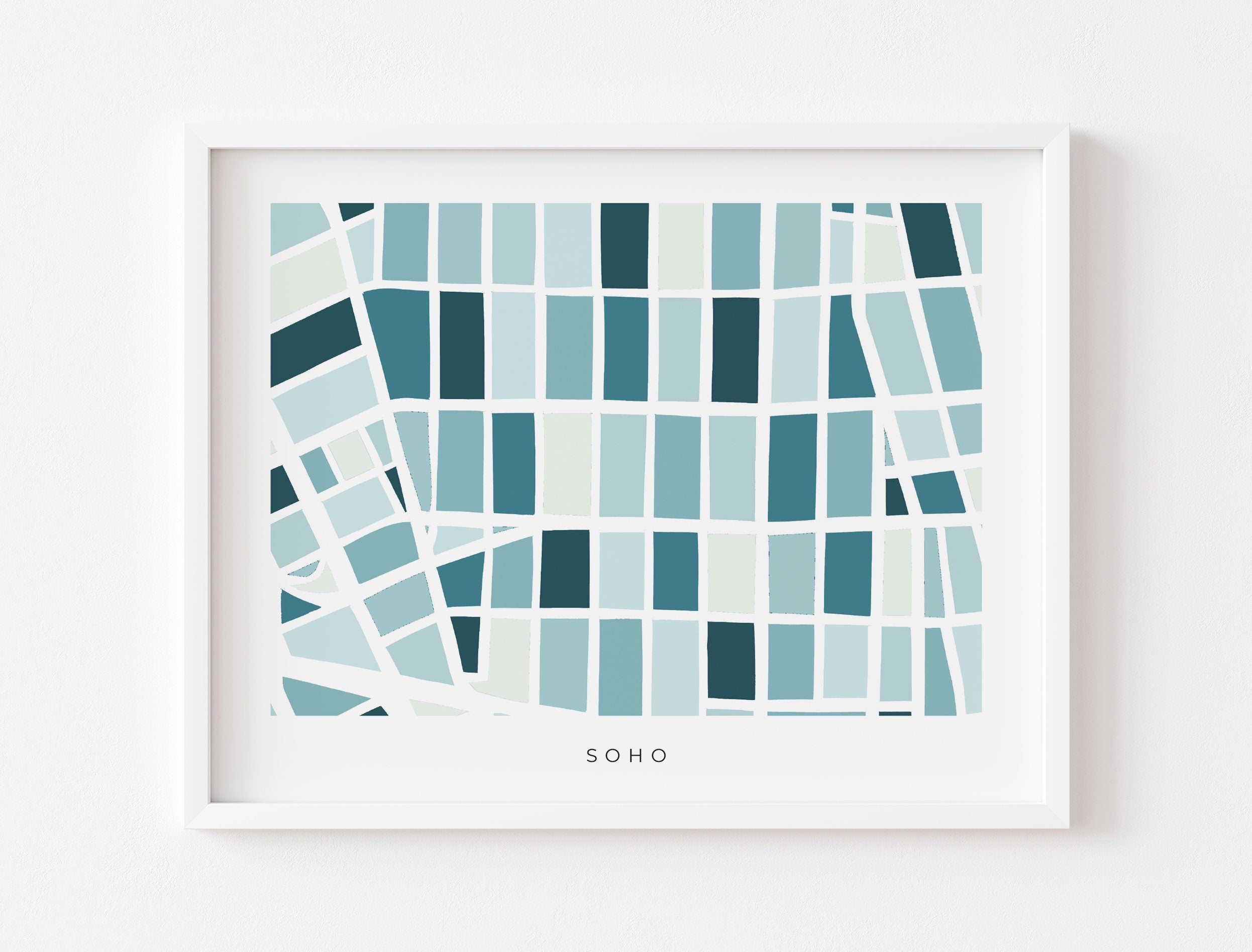 SoHo Map Print – Minimalist NYC Wall Art – Colorful Manhattan Map