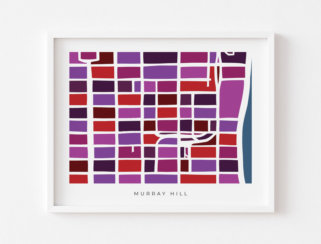 Murray Hill Map Print – NYC Wall Art – Colorful Minimalist Manhattan Poster