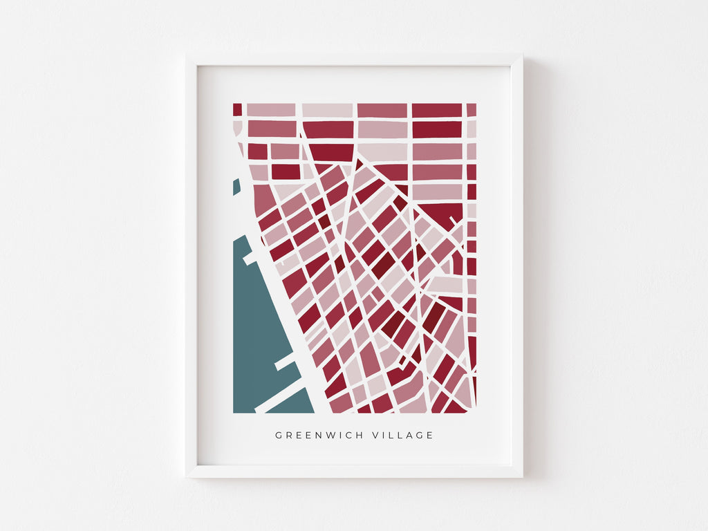 Greenwich Village Map Print – Minimalist NYC Wall Art – Colorful Paper-Cut Map