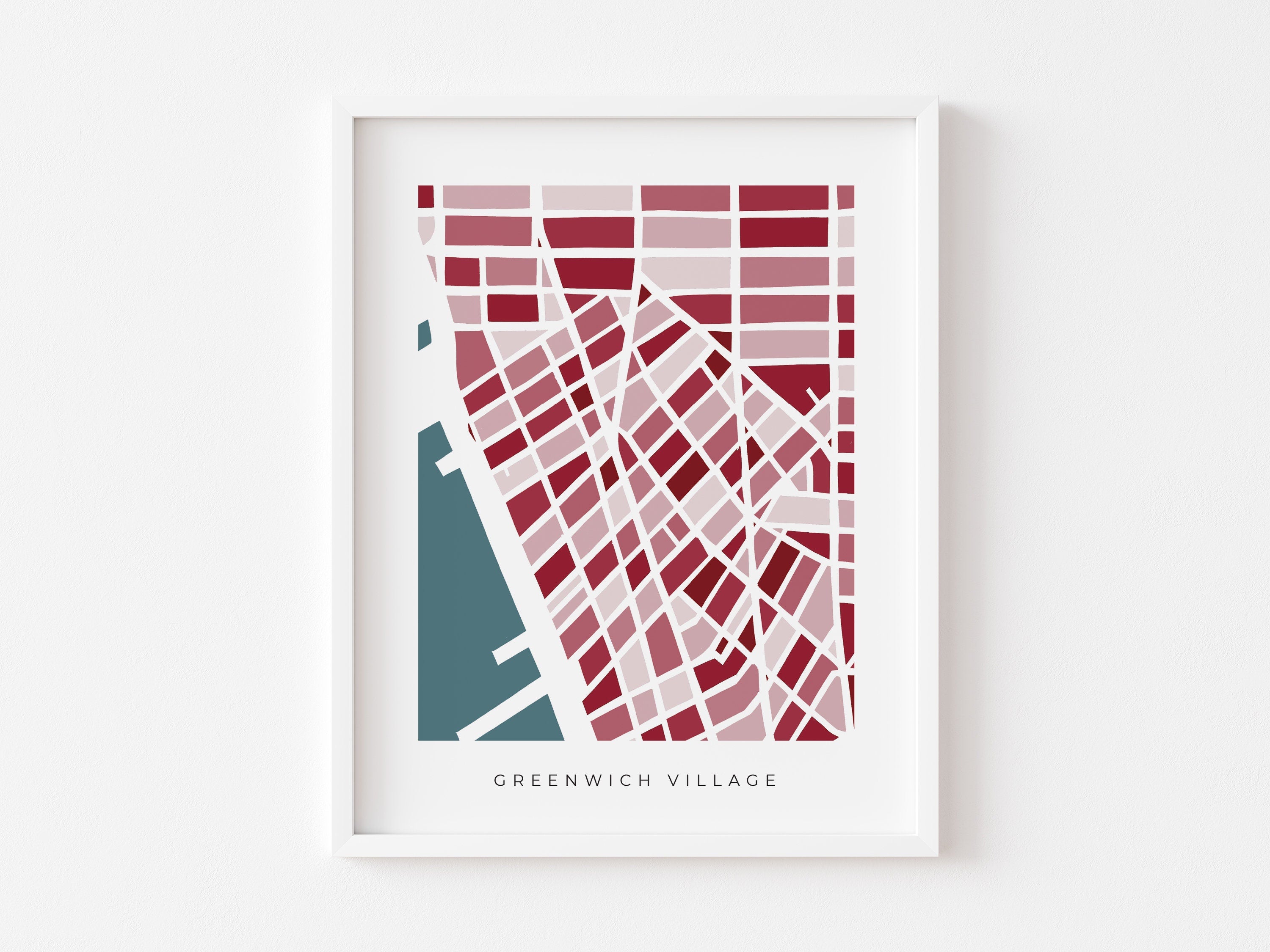 Greenwich Village Map Print – Minimalist NYC Wall Art – Colorful Paper-Cut Map