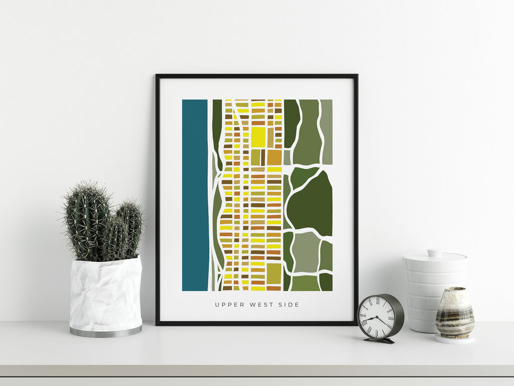Upper West Side Wall Art Map - Colorful and Minimalist - High Quality Print