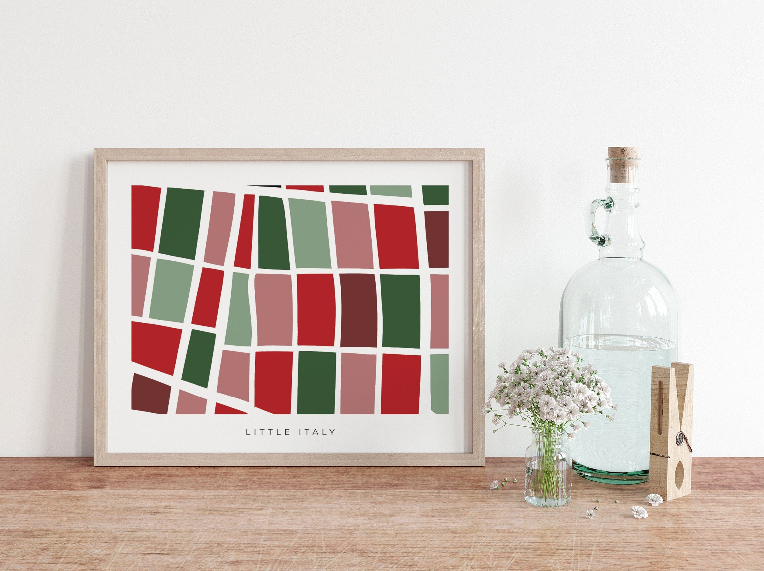 Little Italy Map Print – Colorful Minimalist NYC Wall Art