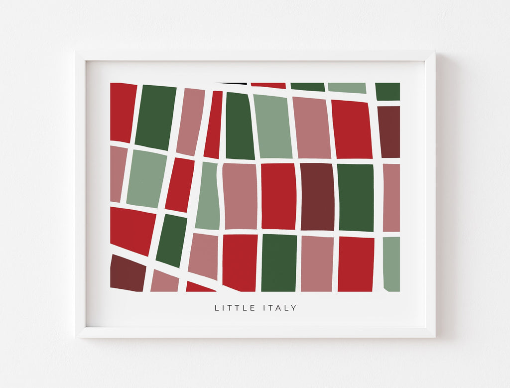 Little Italy Map Print – Colorful Minimalist NYC Wall Art