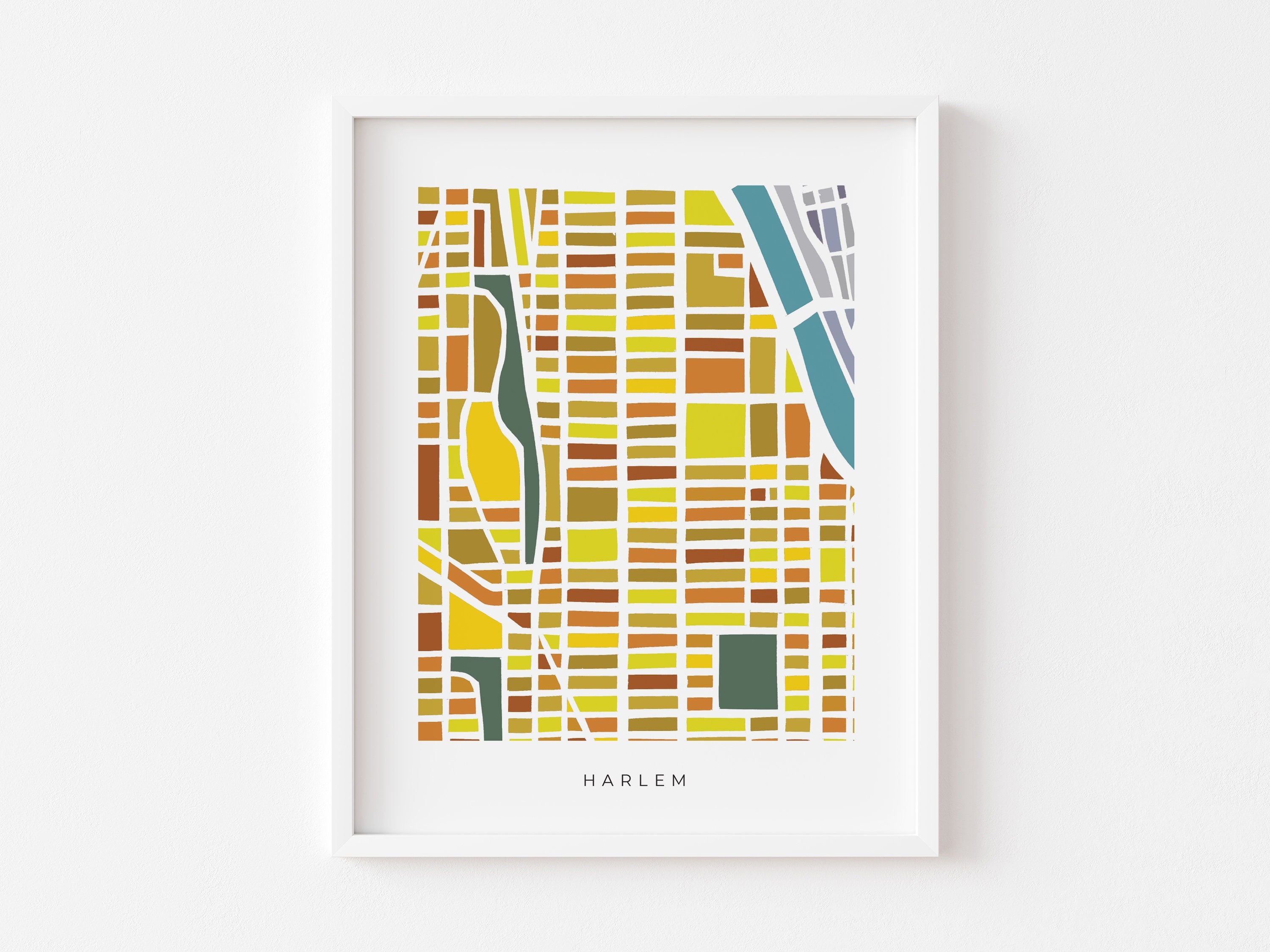 Harlem Wall Art - Colorful and Minimalist Map - High Quality Print