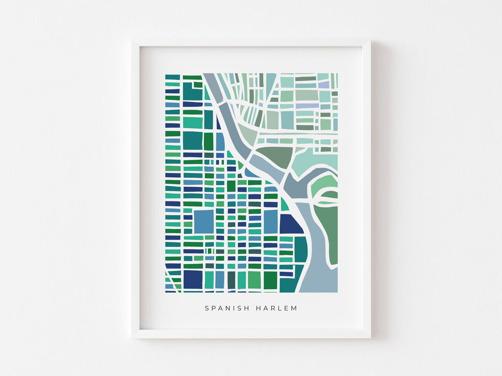 Spanish Harlem Map Print – Manhattan Wall Art – Colorful & Minimalist Poster