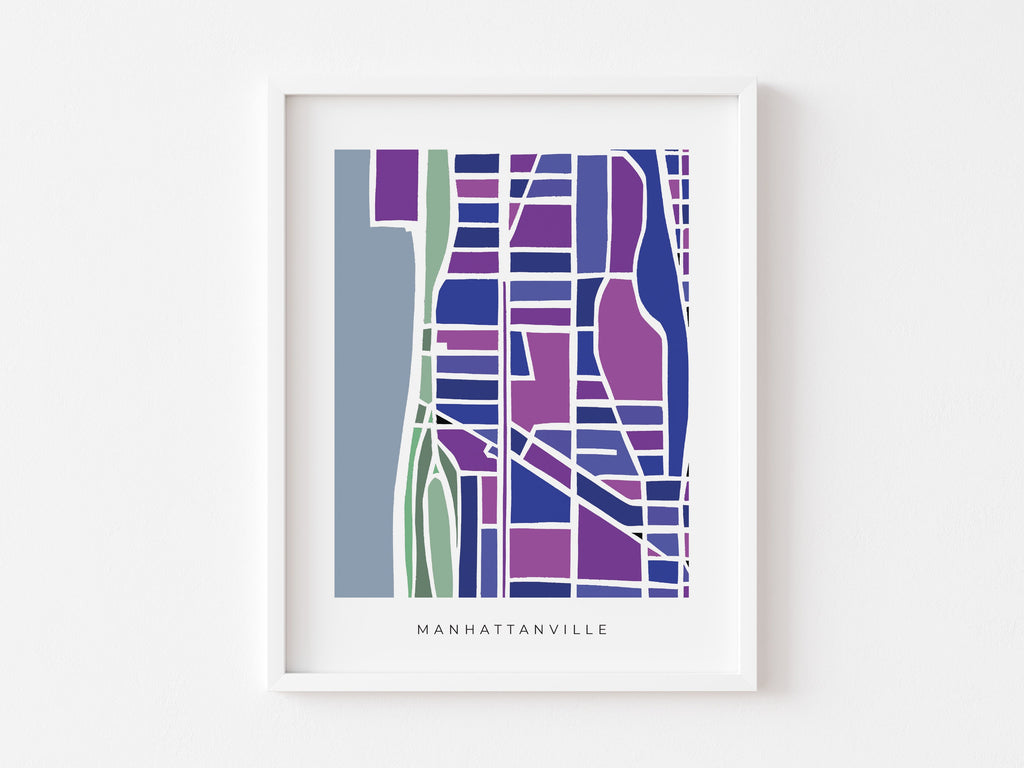 Manhattanville Map Print – Manhattan Wall Art – Colorful Minimalist NYC Map