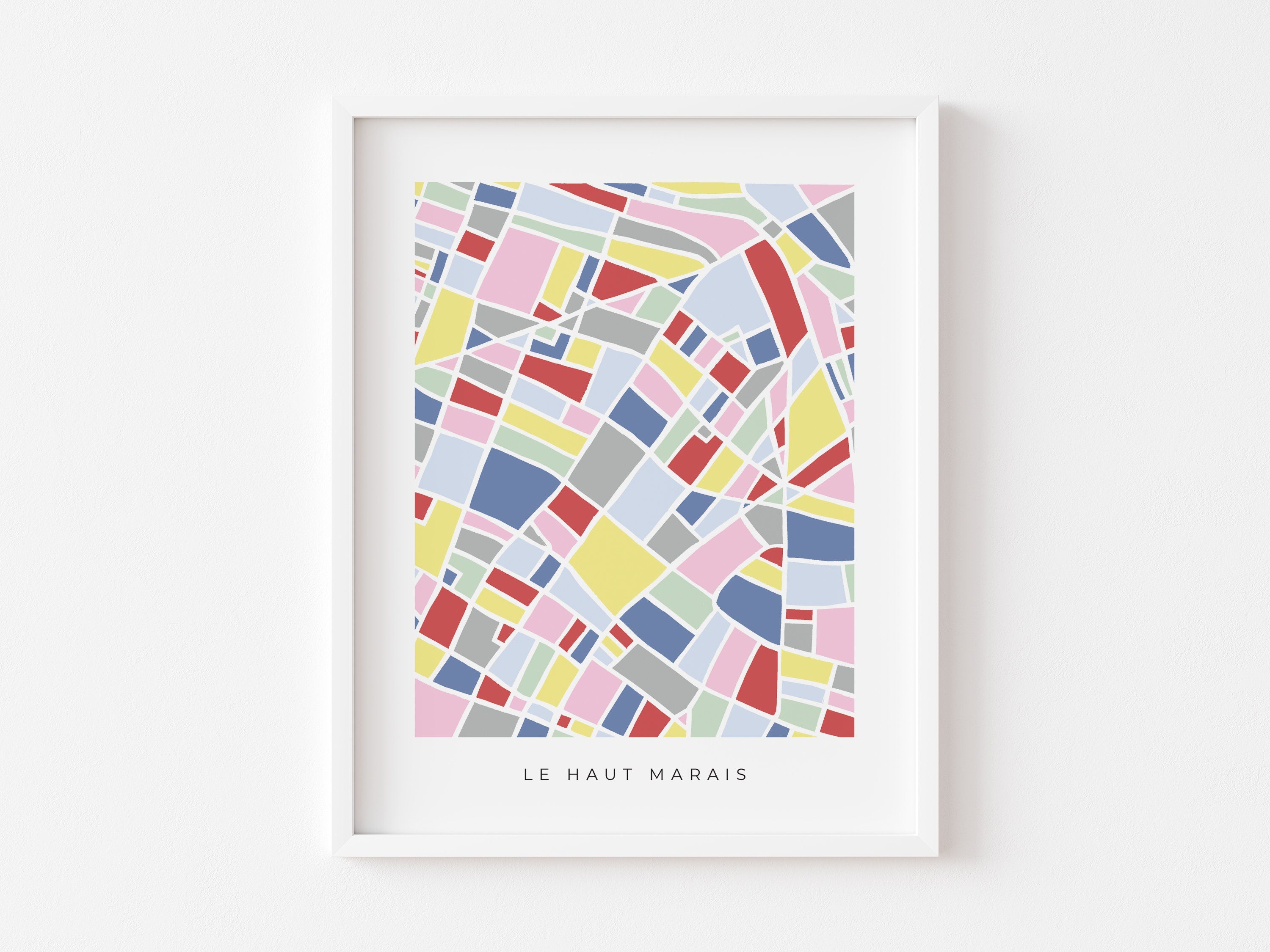 Upper Marais Wall Art Map - Colorful and Minimalist City Map Print