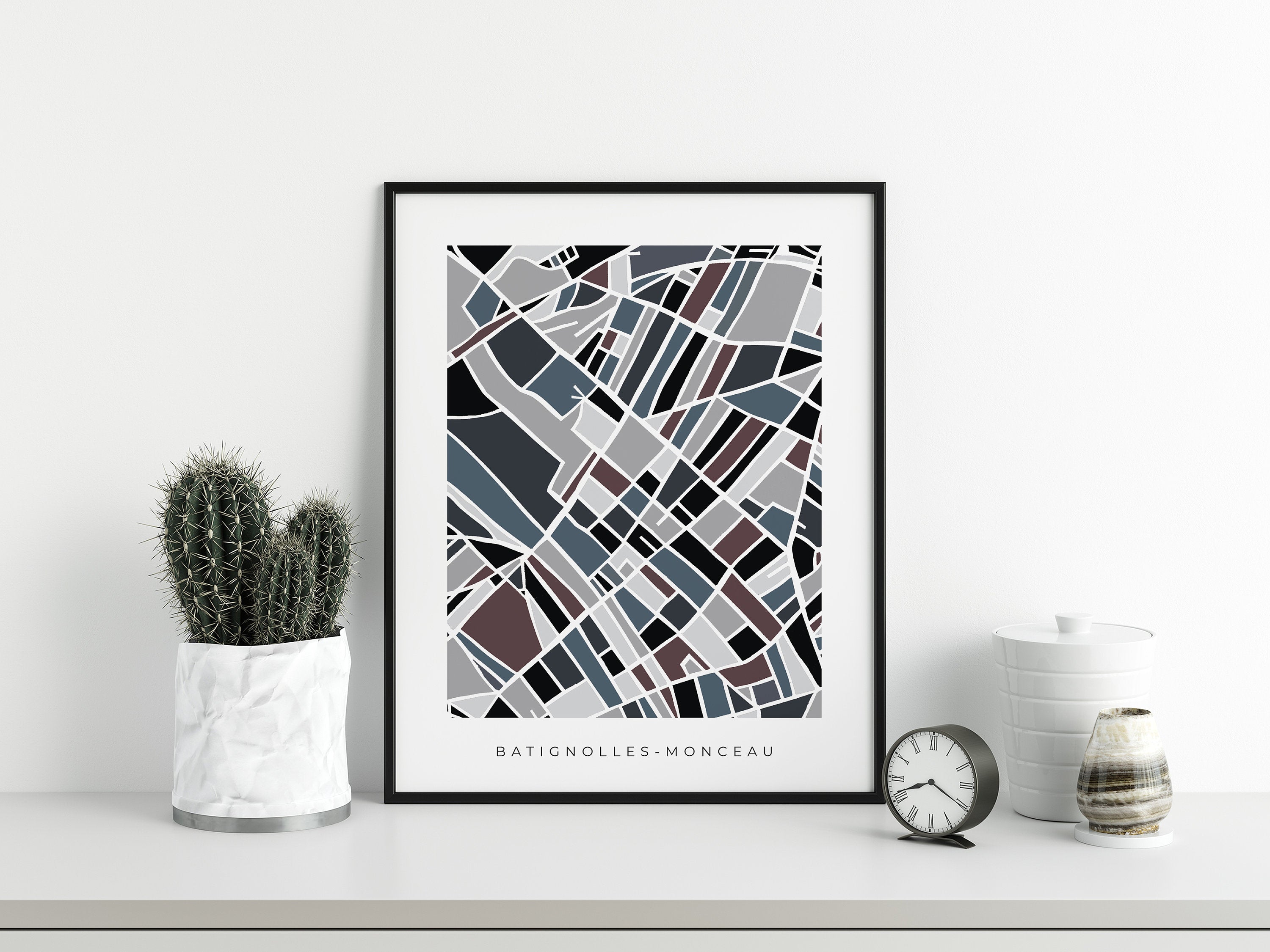 Batignolles Map Print – Paris 17e Wall Art – Minimalist Neighborhood Poster