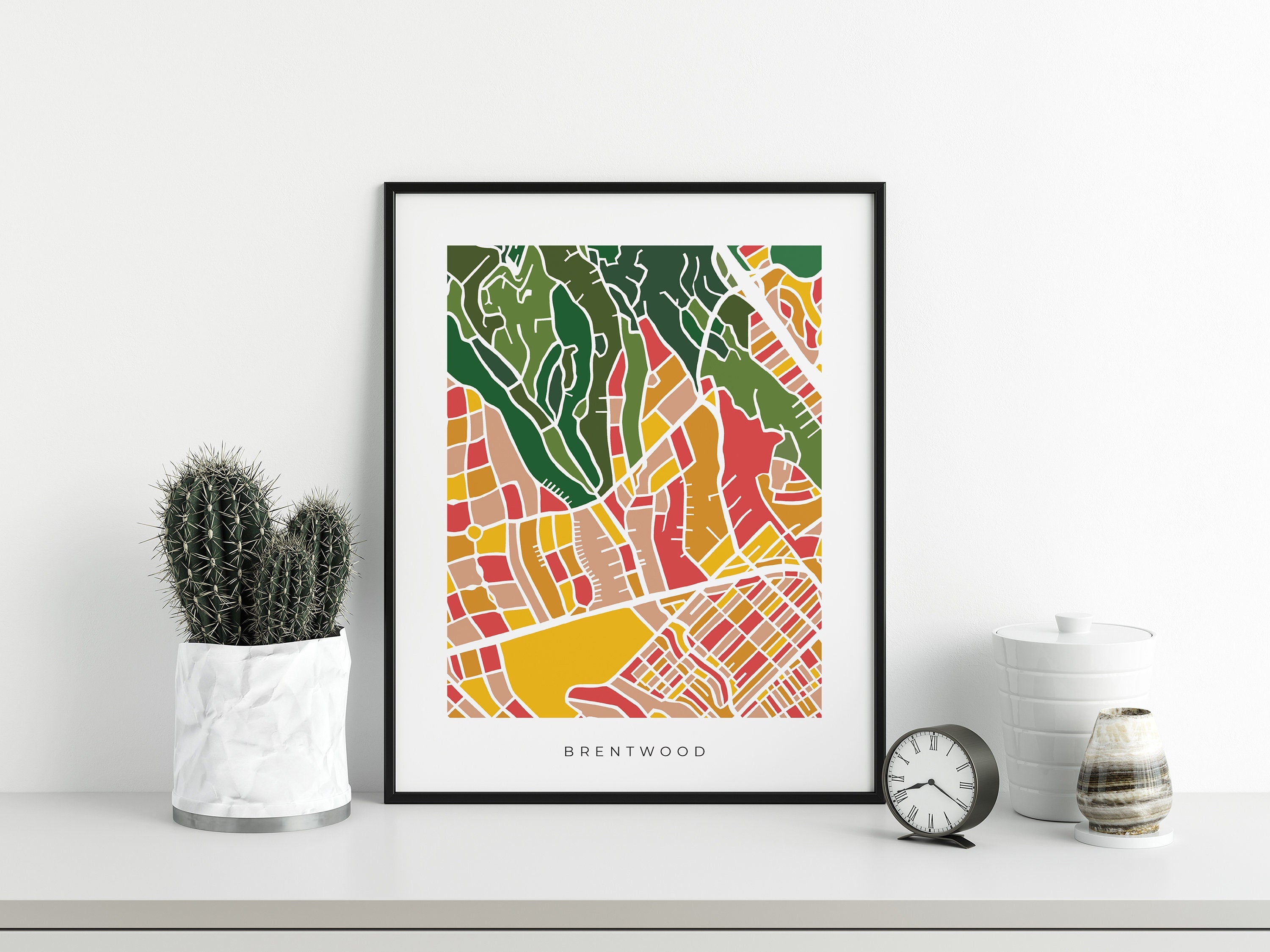 Brentwood Map Print – Colorful Modern Wall Art, Los Angeles Neighborhood Map