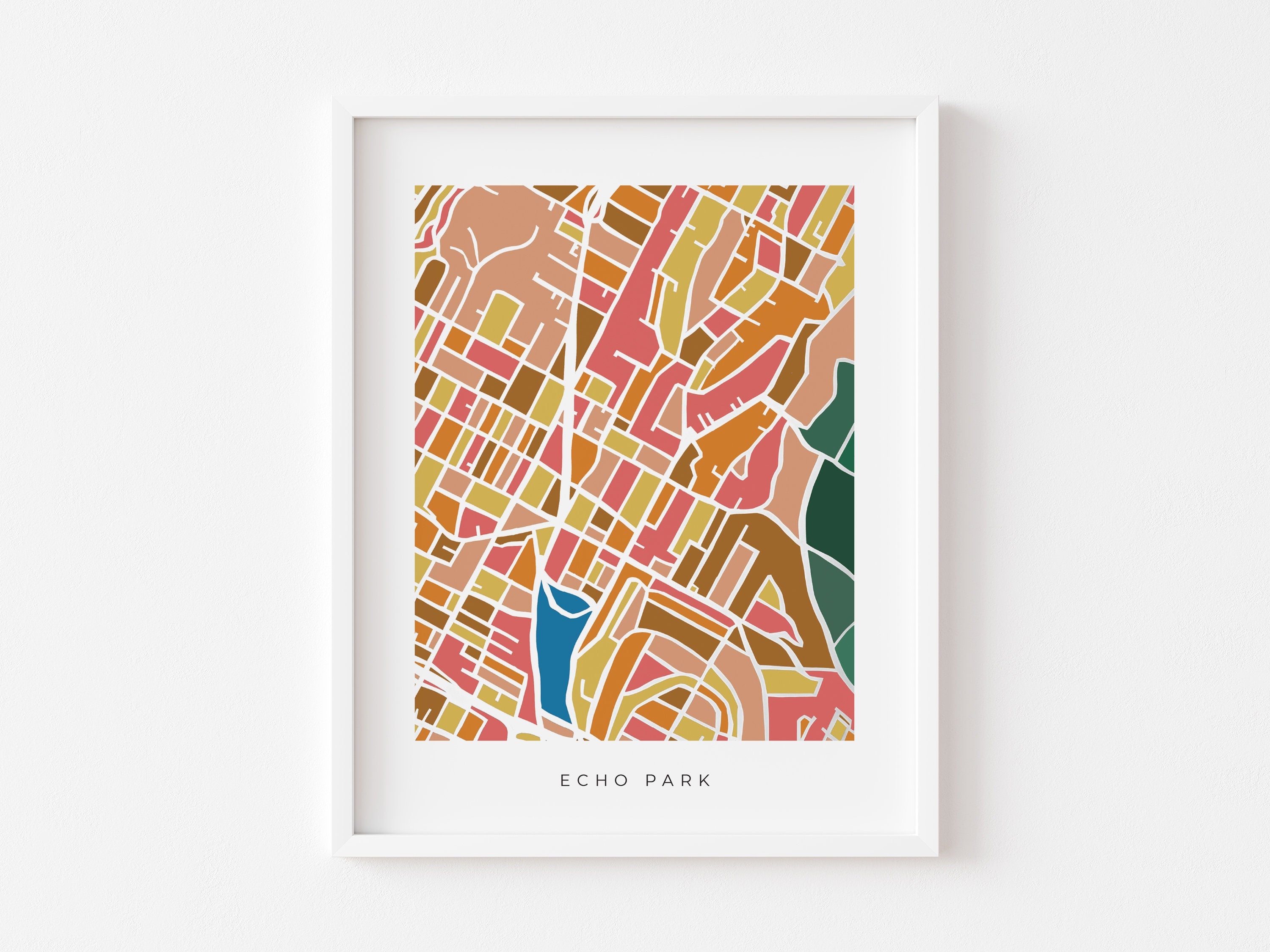 Echo Park Wall Art Minimalist and Colorful Map - High Quality Print