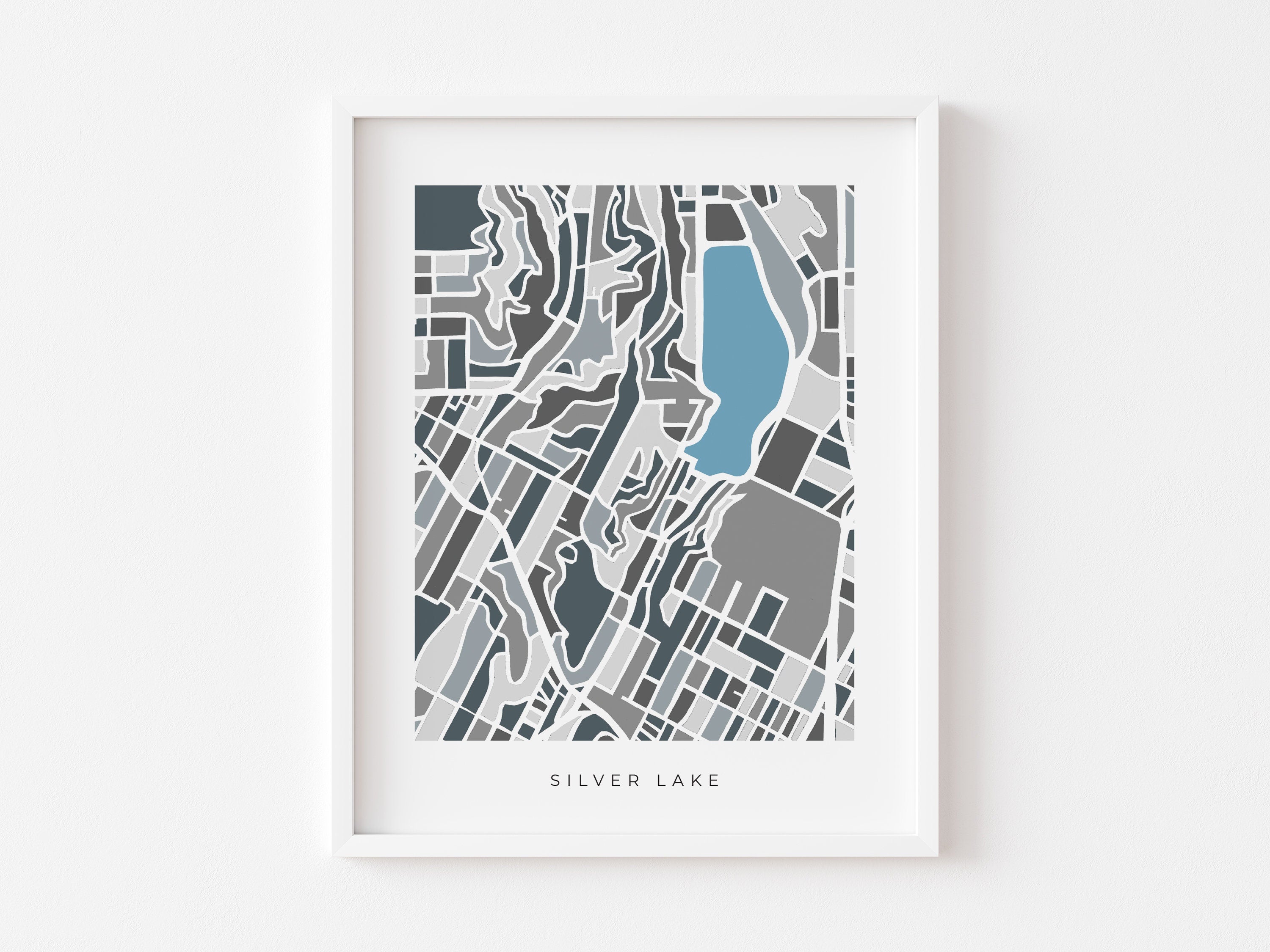 Silver Lake Map Print – Colorful Minimalist Los Angeles Wall Art