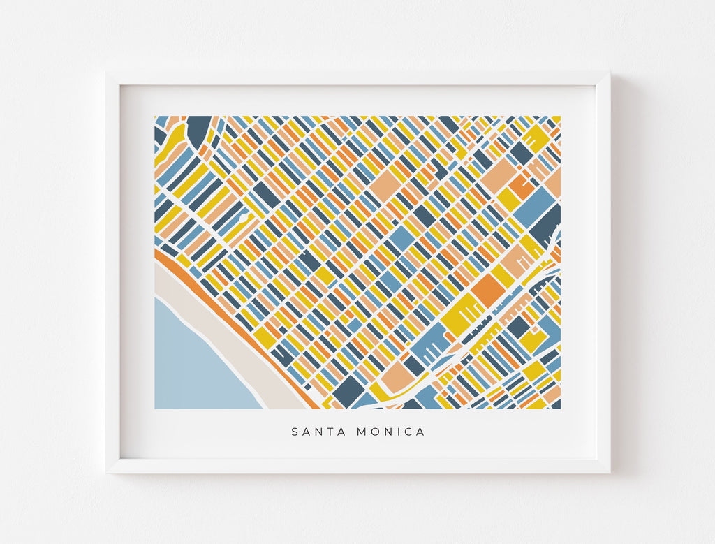 Santa Monica Map Print – Colorful Minimalist Wall Art – LA Neighborhood Map