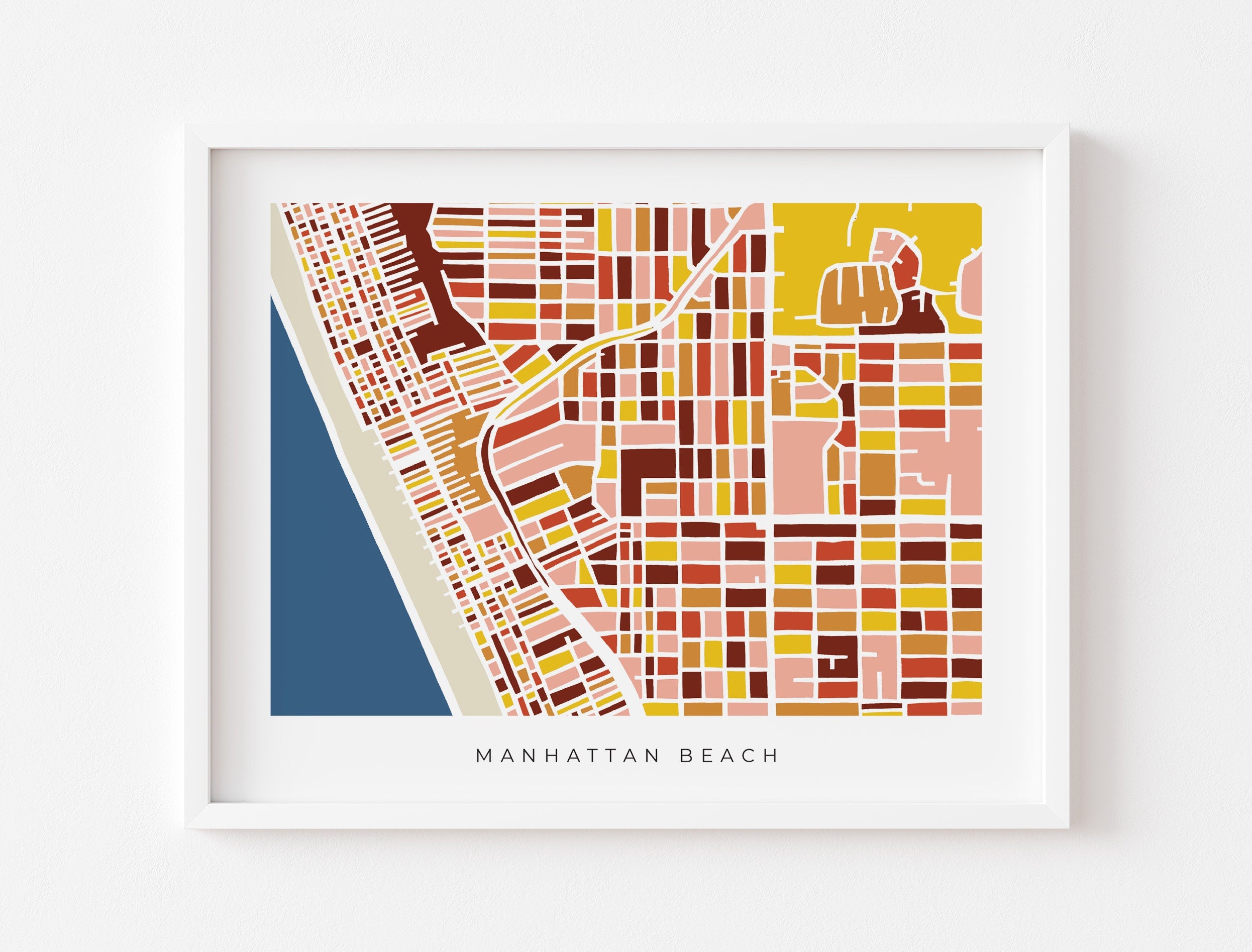Manhattan Beach Wall Art Map - Colorful and Minimalist - High Quality Print