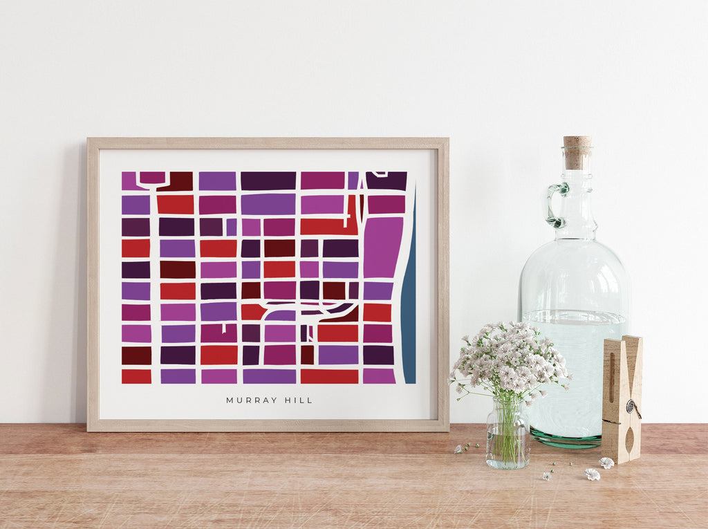 Murray Hill Map Print – NYC Wall Art – Colorful Minimalist Manhattan Poster