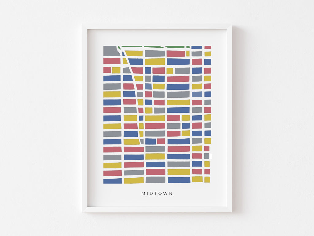 Midtown NYC Map Print – Minimalist Manhattan Wall Art – Colorful Paper-Cut Map
