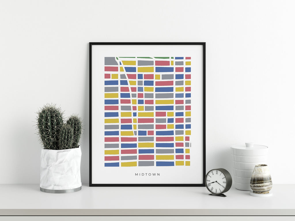 Midtown NYC Map Print – Minimalist Manhattan Wall Art – Colorful Paper-Cut Map