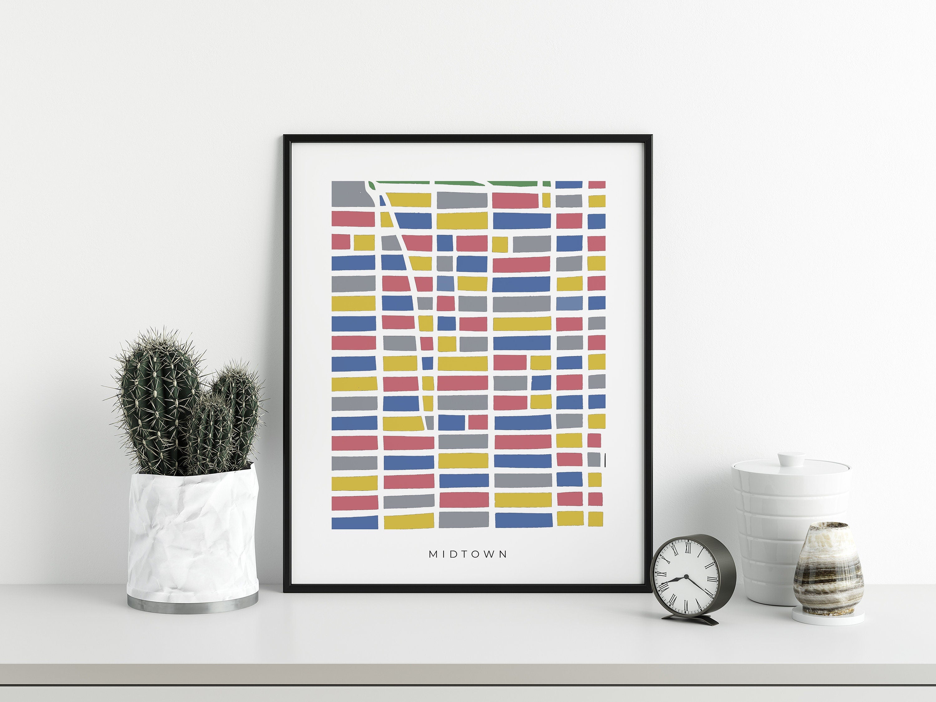 Midtown NYC Map Print – Minimalist Manhattan Wall Art – Colorful Paper-Cut Map