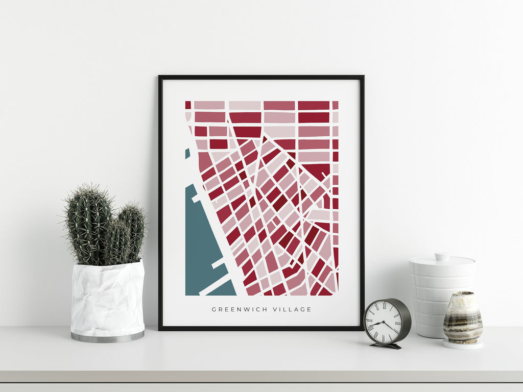 Greenwich Village Map Print – Minimalist NYC Wall Art – Colorful Paper-Cut Map