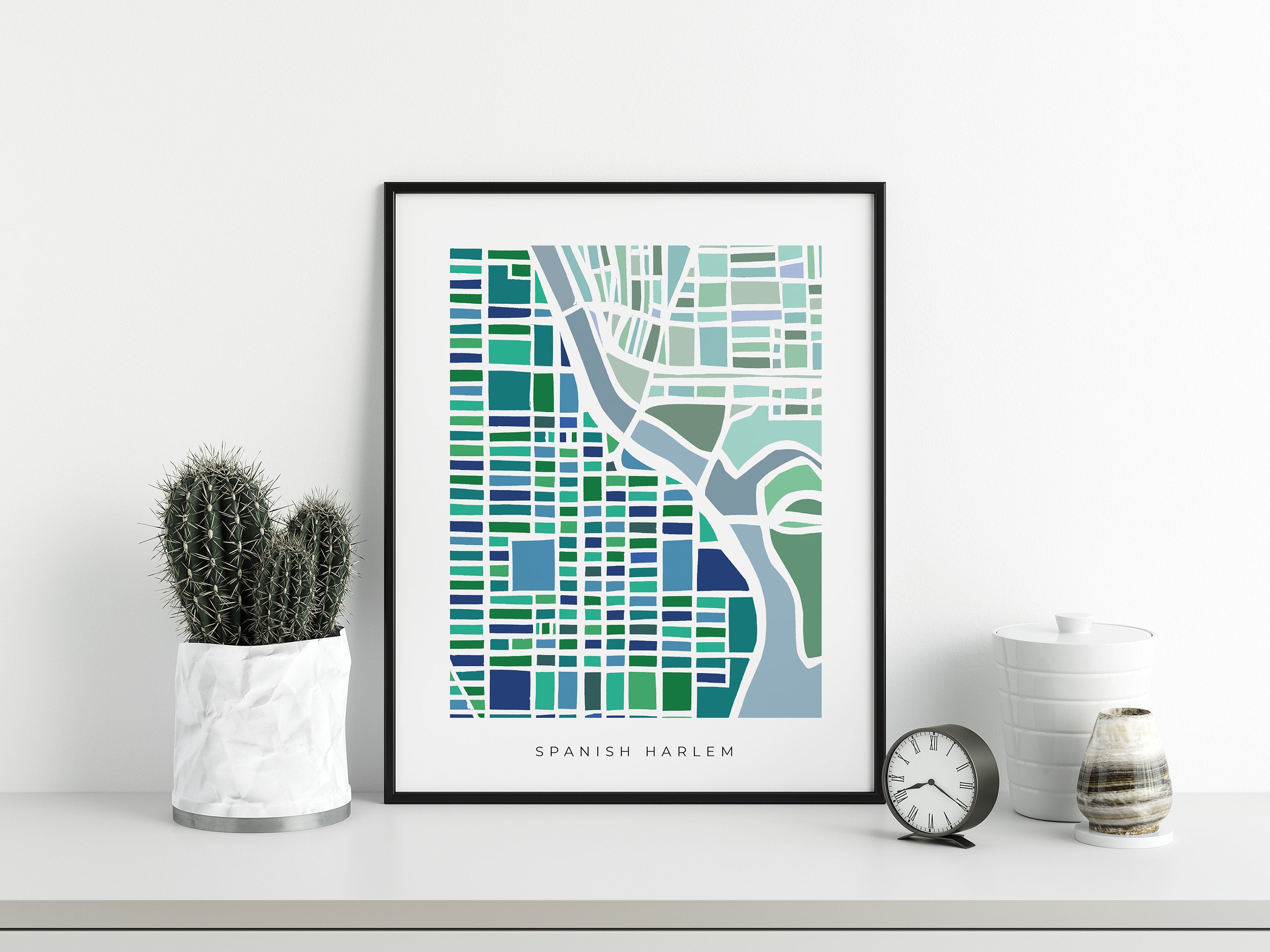 Spanish Harlem Map Print – Manhattan Wall Art – Colorful & Minimalist Poster