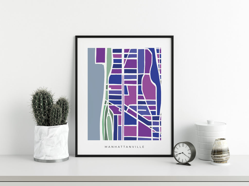 Manhattanville Map Print – Manhattan Wall Art – Colorful Minimalist NYC Map