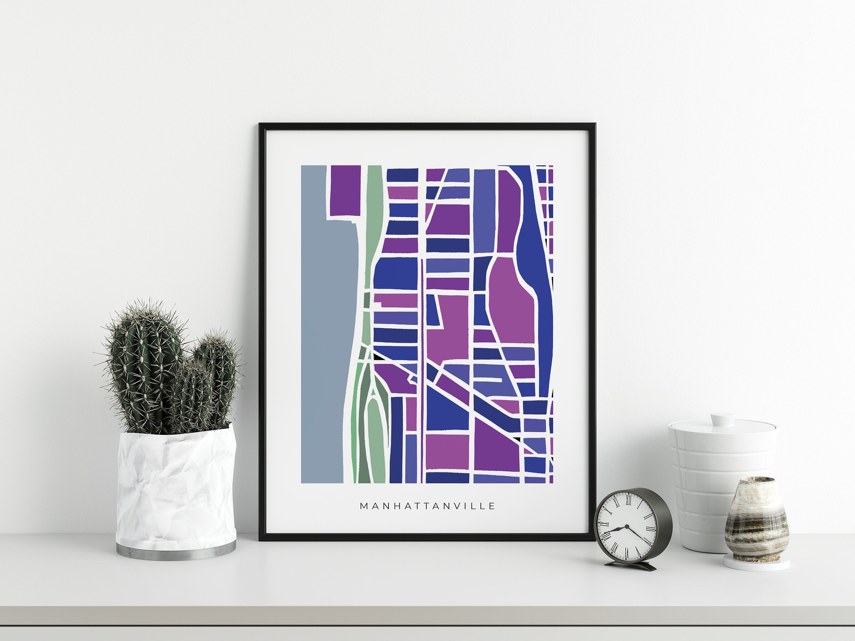 Manhattanville Map Print – Manhattan Wall Art – Colorful Minimalist NYC Map
