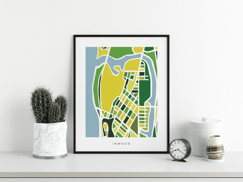 Inwood Map Print – Manhattan Wall Art – Colorful Minimalist NYC Map