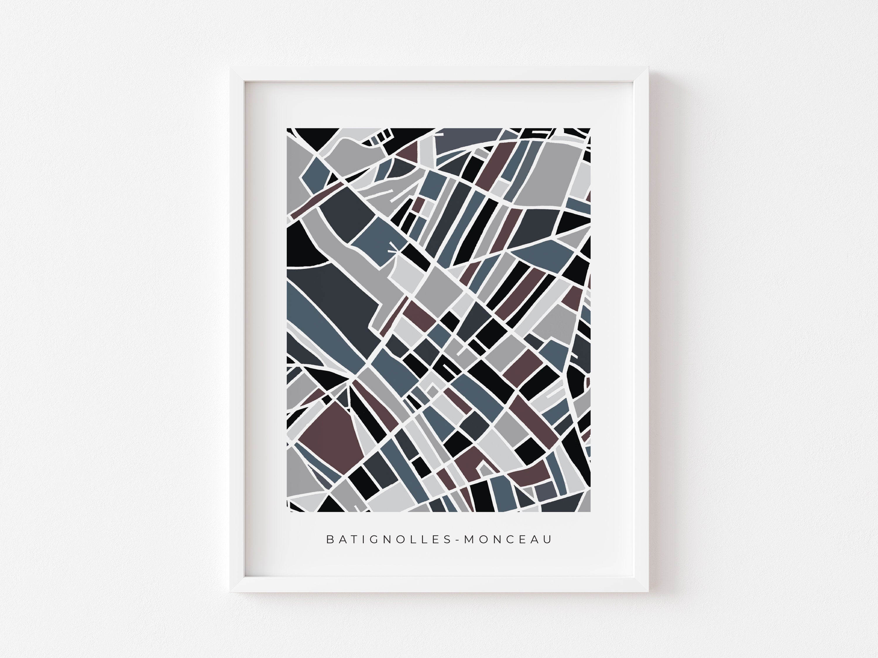Batignolles Map Print – Paris 17e Wall Art – Minimalist Neighborhood Poster