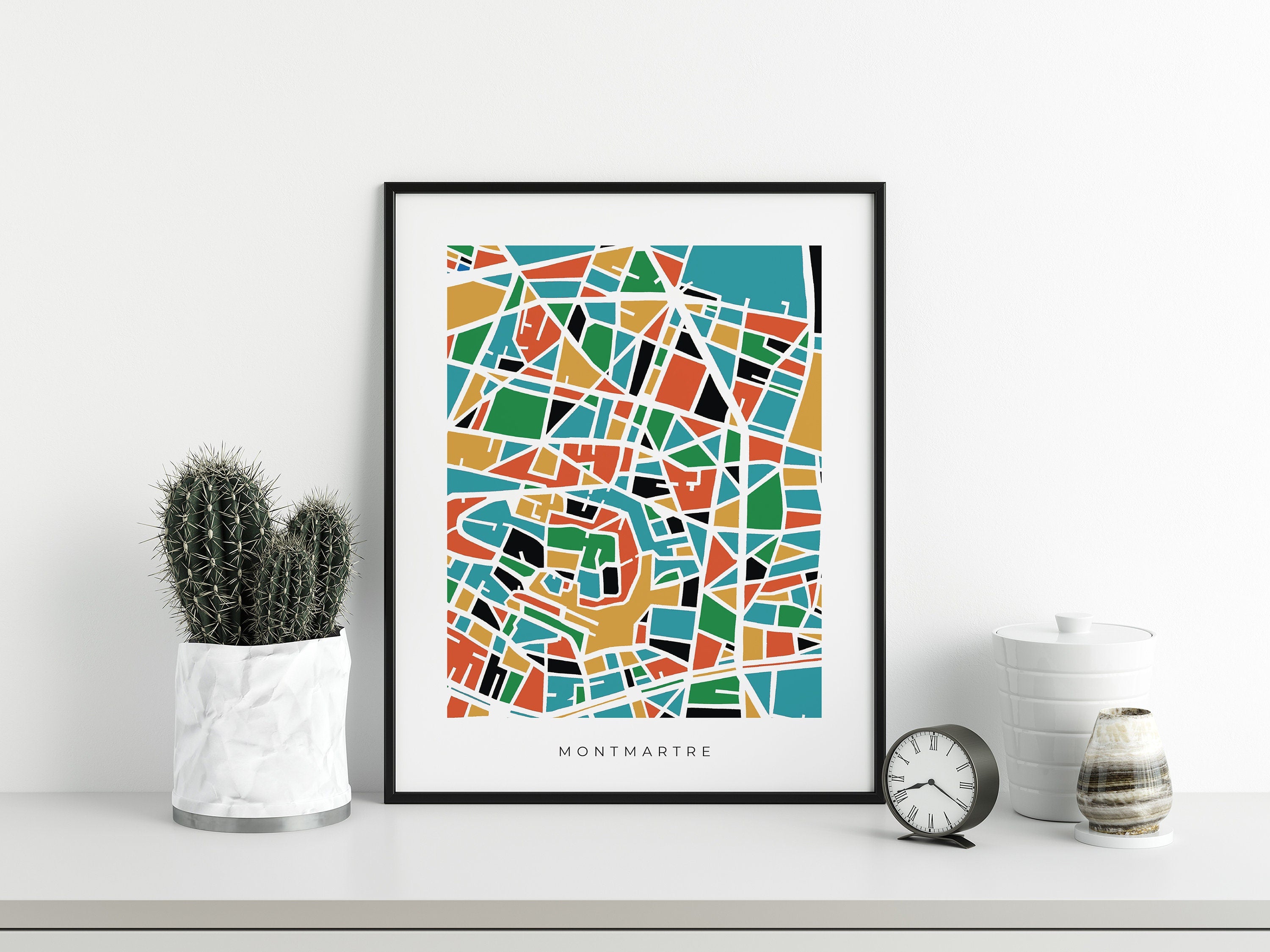 Montmartre Wall Art Map - Colorful and Minimalist - Modern Map Print