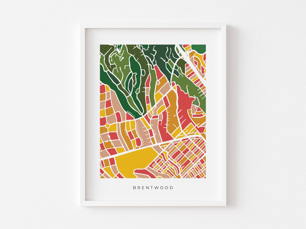 Brentwood Map Print – Colorful Modern Wall Art, Los Angeles Neighborhood Map