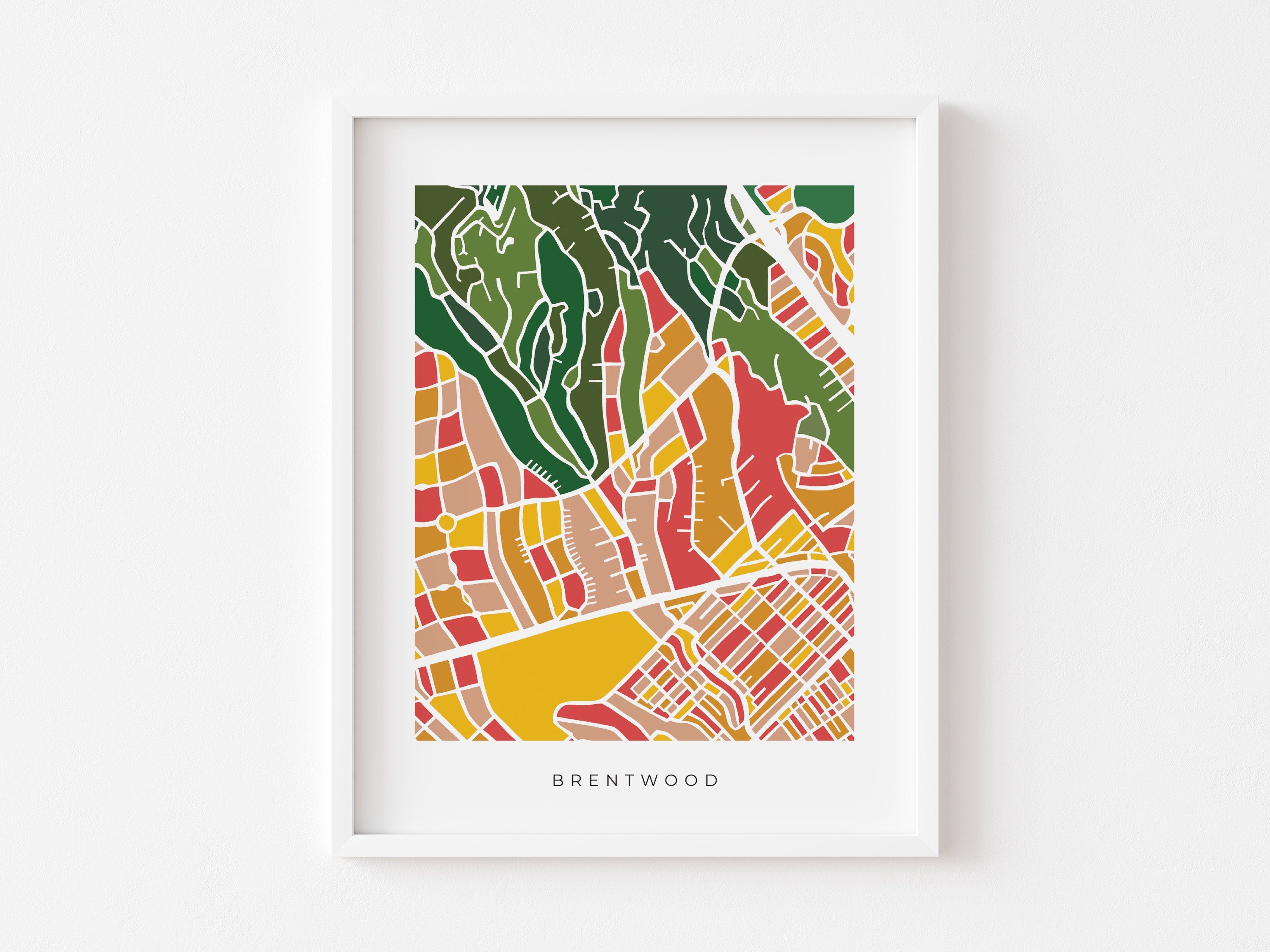 Brentwood Map Print – Colorful Modern Wall Art, Los Angeles Neighborhood Map