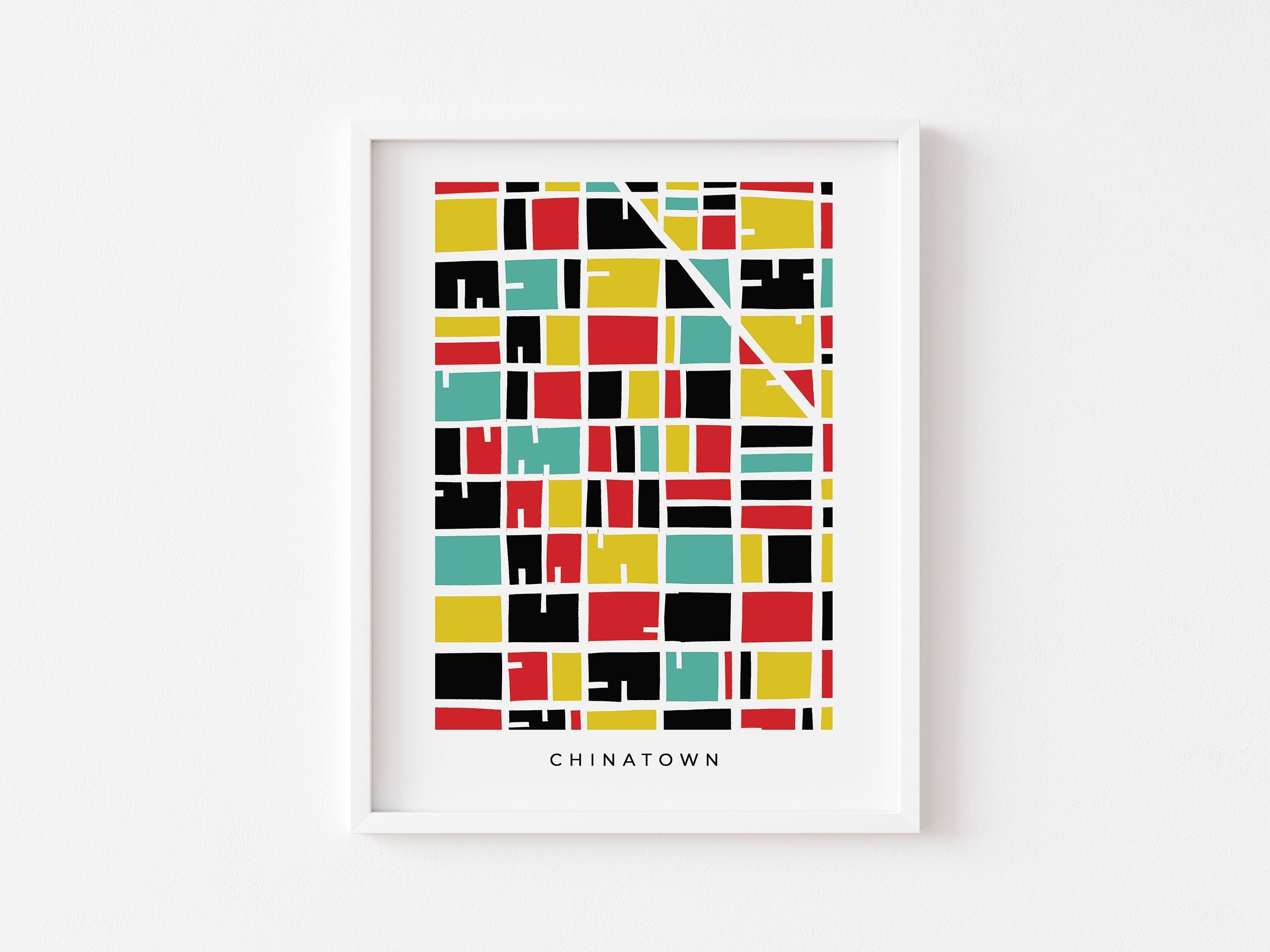 San Francisco Chinatown Map Print – Minimalist & Colorful Wall Art