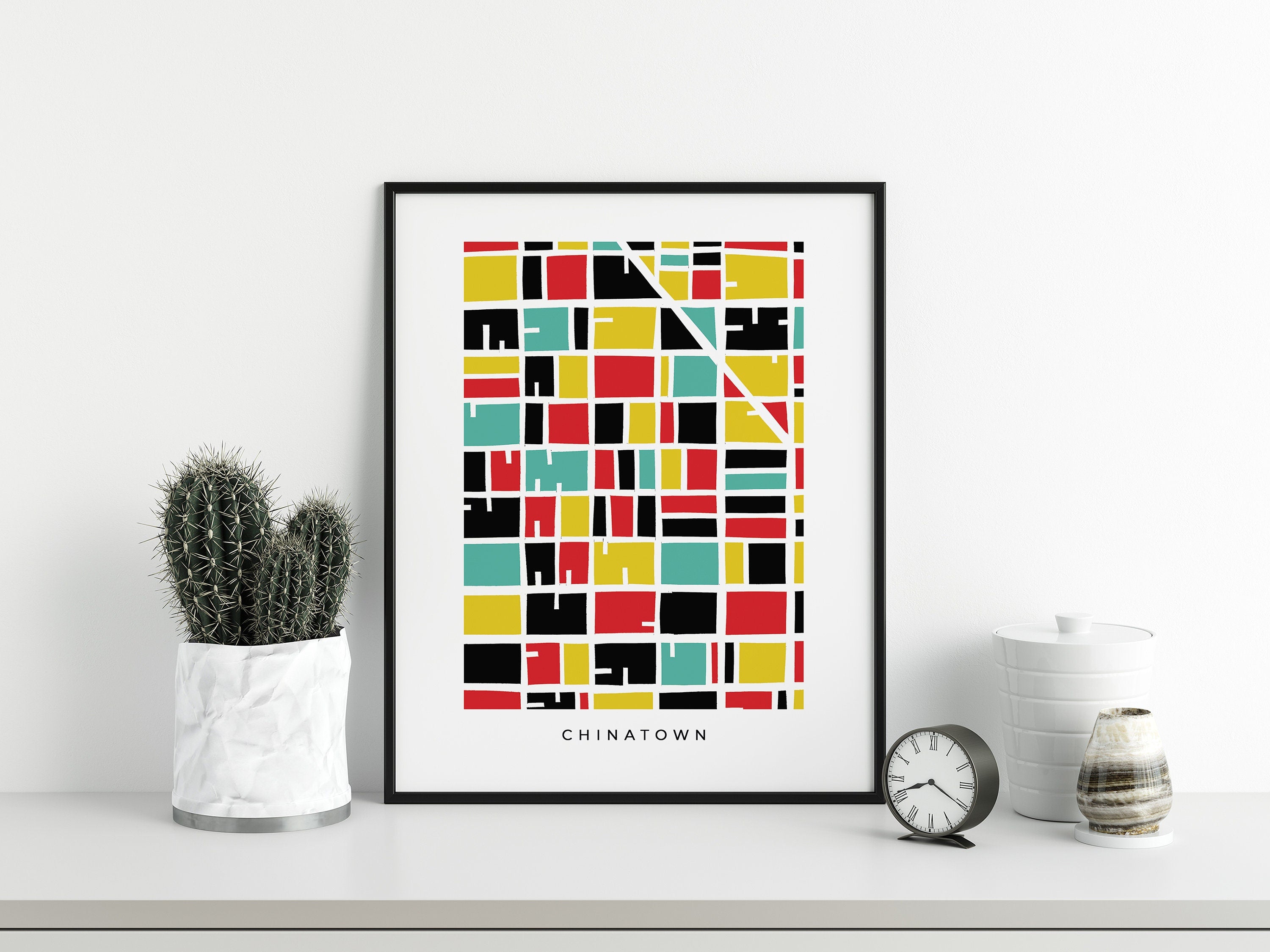 San Francisco Chinatown Map Print – Minimalist & Colorful Wall Art