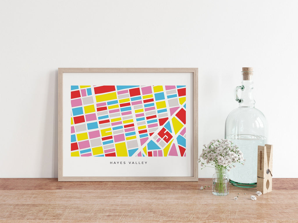Hayes Valley Map Print – San Francisco Wall Art – Minimalist & Colorful City Poster