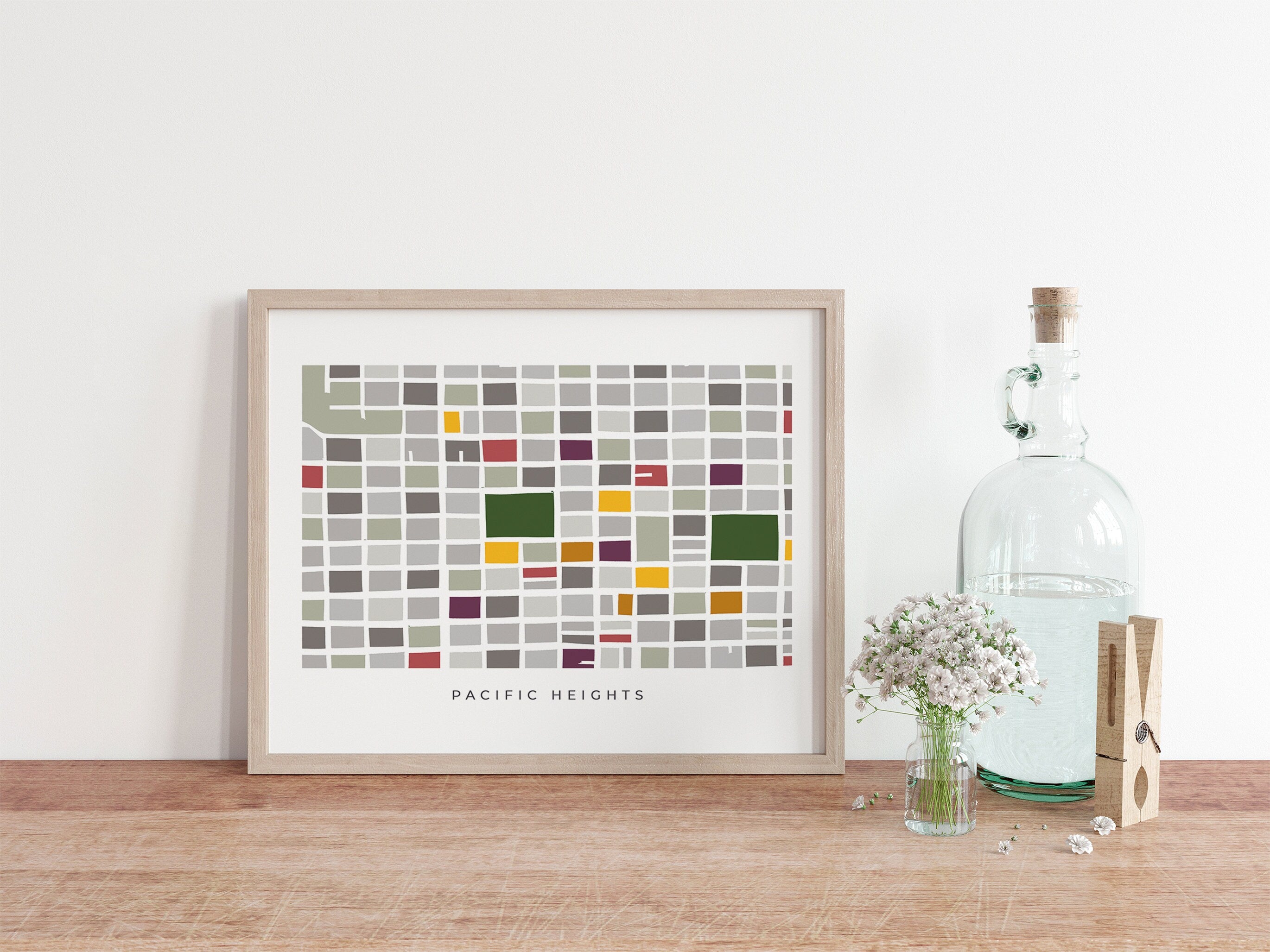 Pacific Heights Map Print – San Francisco Wall Art – Colorful Minimalist Map