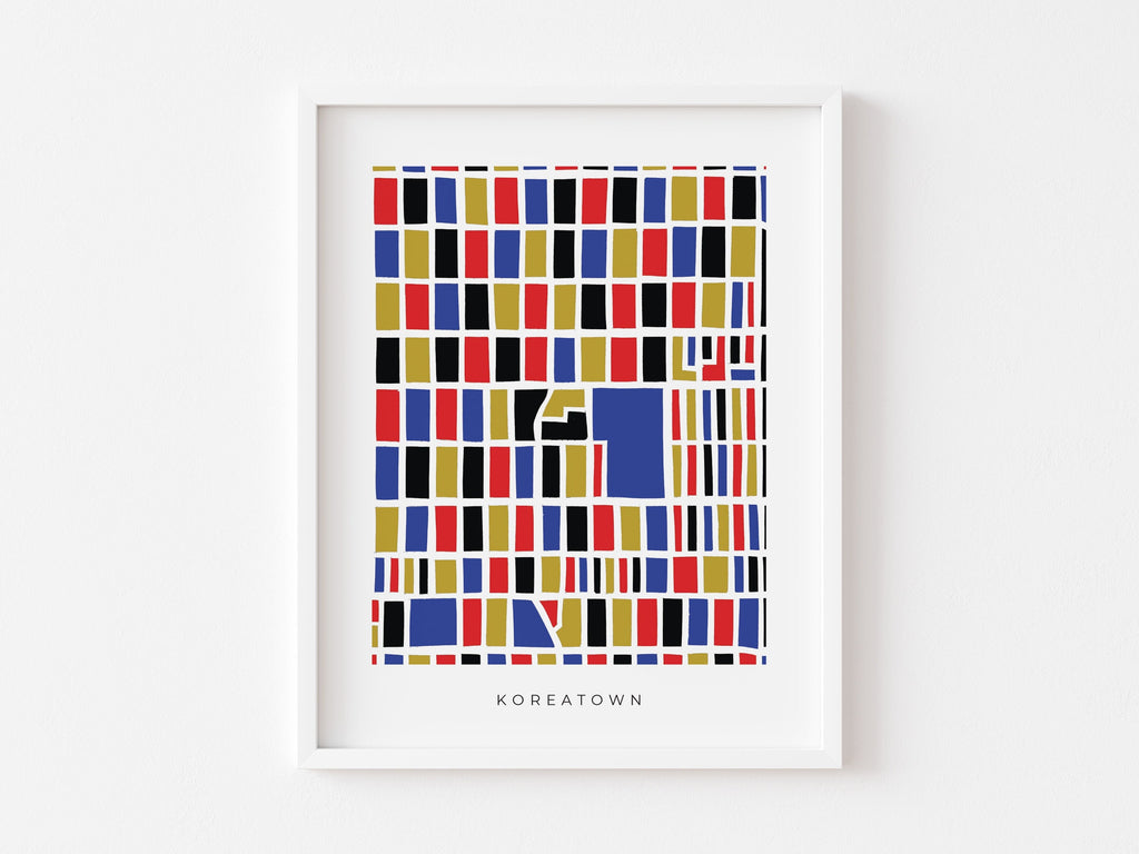 Koreatown Map Print – Los Angeles Wall Art – Colorful & Minimalist Neighborhood Poster