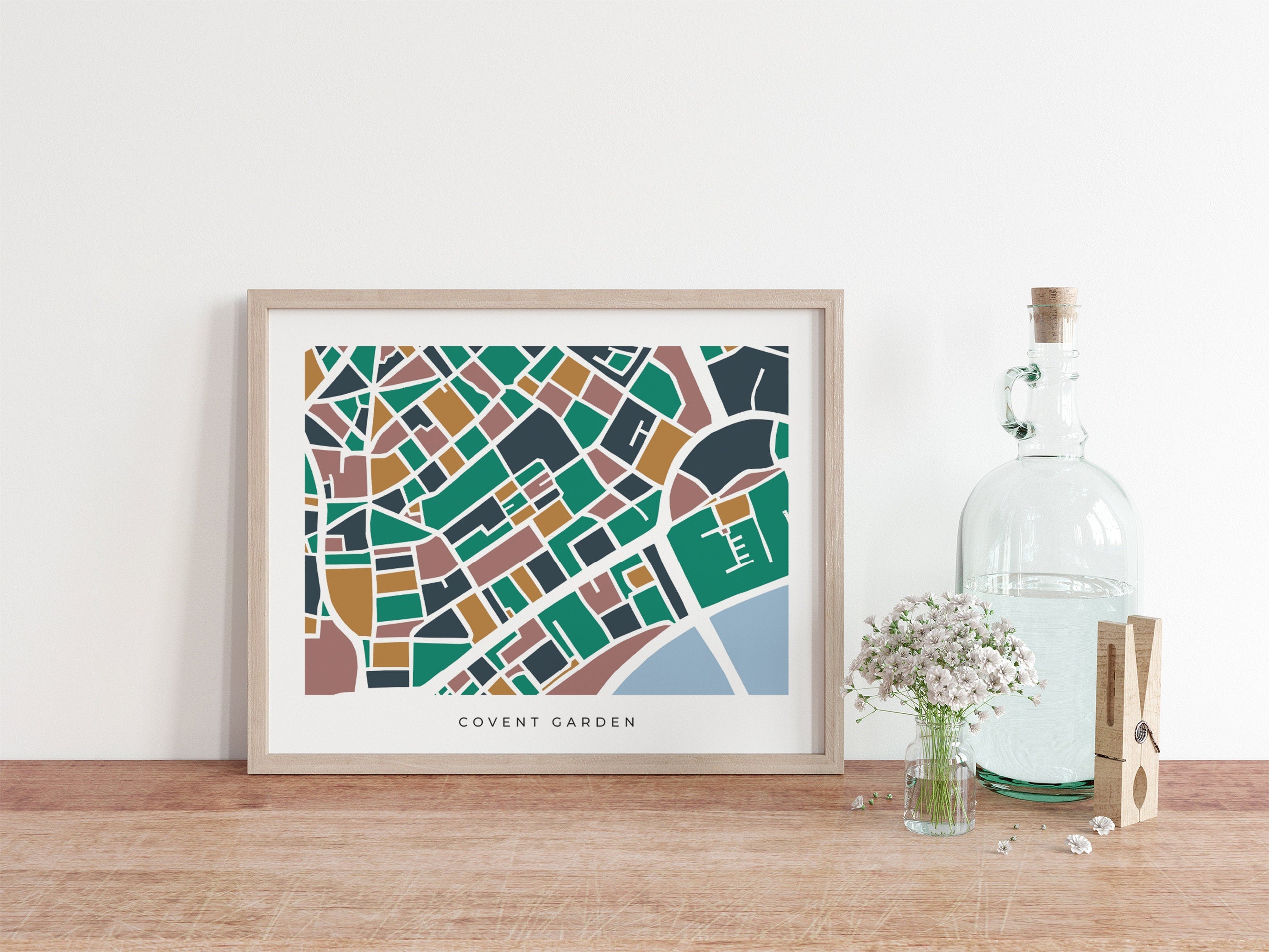 London Covent Garden Minimalist Art Map - Colorful and Minimalist - High Quality Print