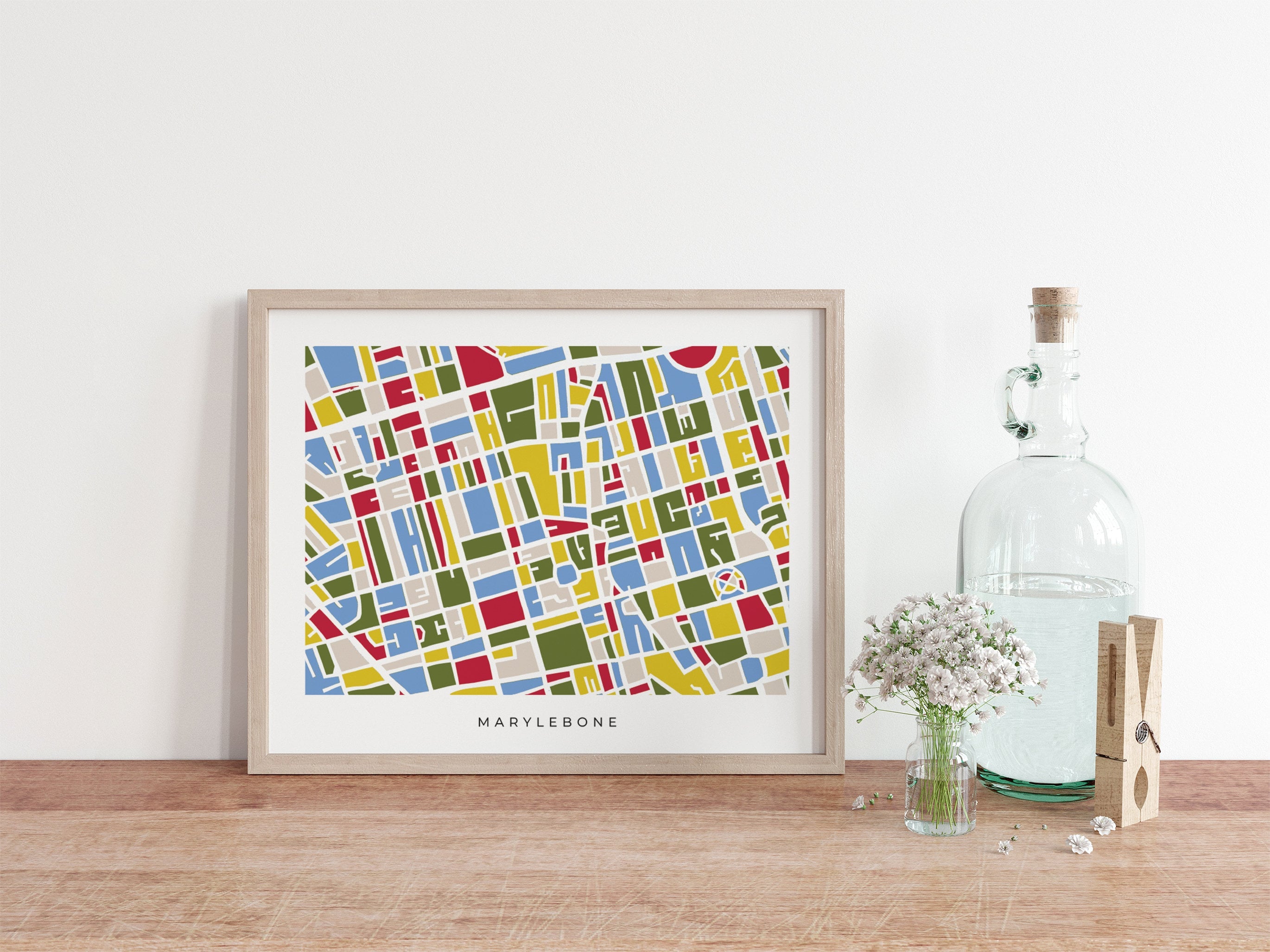 London Marylebone Minimalist Art Map - Colorful and Minimalist - High Quality Print