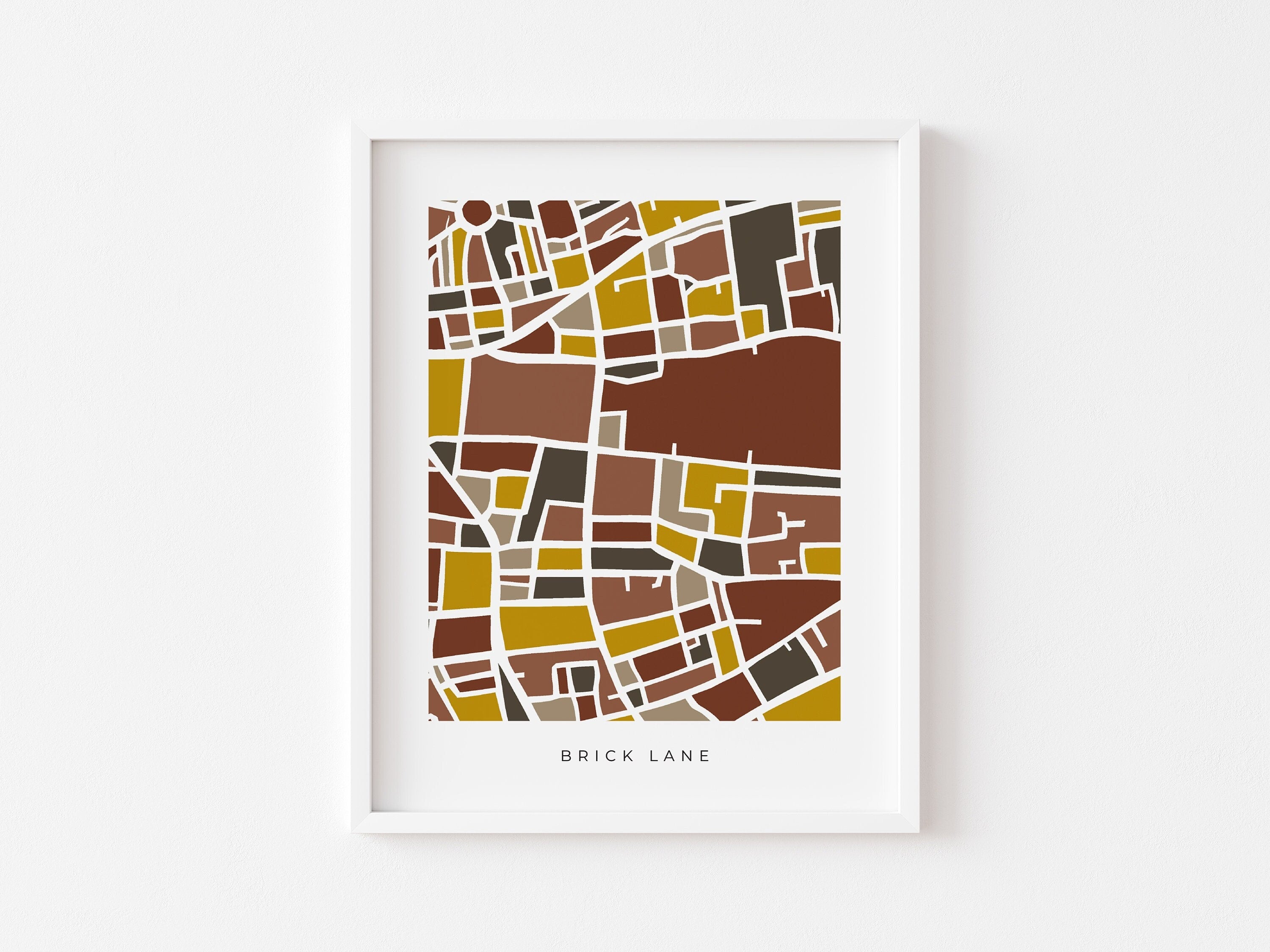 London Brick Lane Map Print – Colorful Minimalist Wall Art – Modern City Map