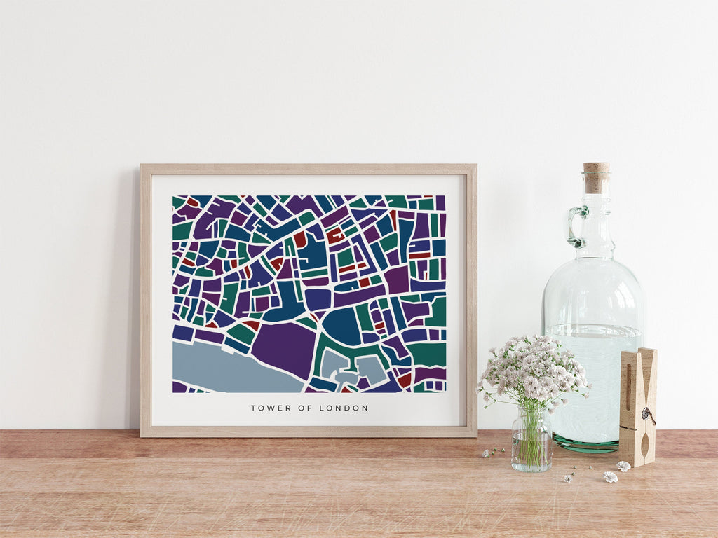 Tower of London Map Print – Colorful Minimalist Art