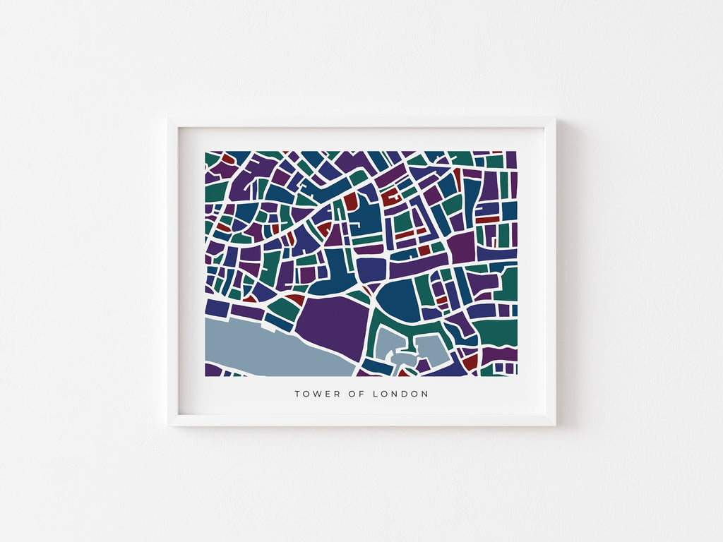 Tower of London Map Print – Colorful Minimalist Art