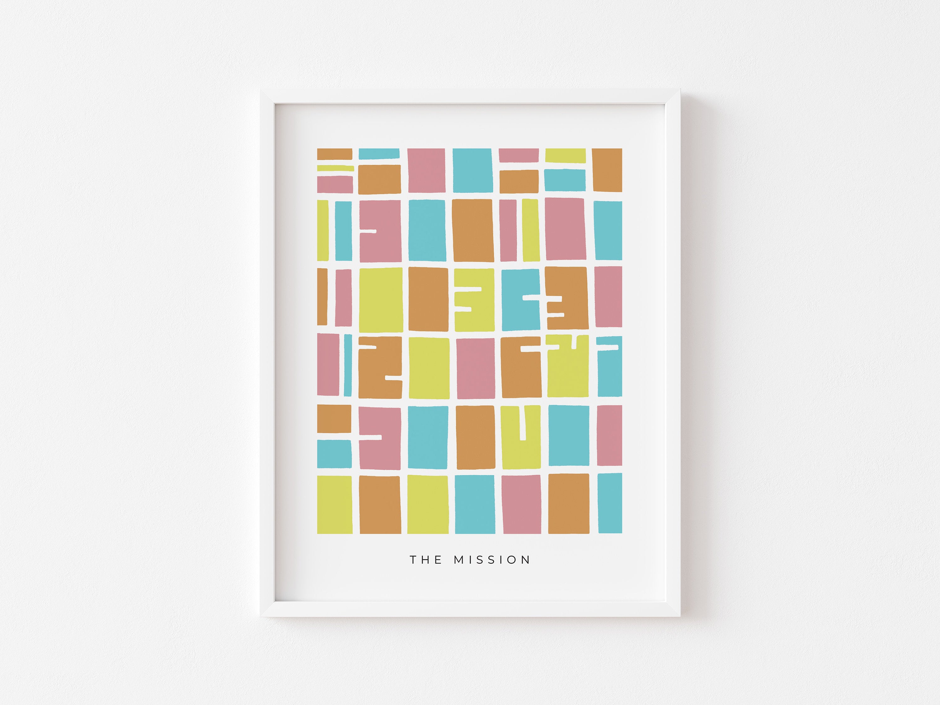 The Mission Map Print – San Francisco Wall Art – Colorful Minimalist Poster