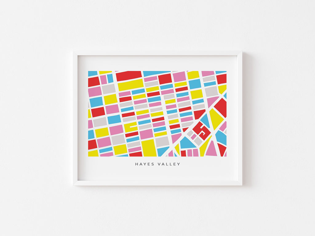 Hayes Valley Map Print – San Francisco Wall Art – Minimalist & Colorful City Poster