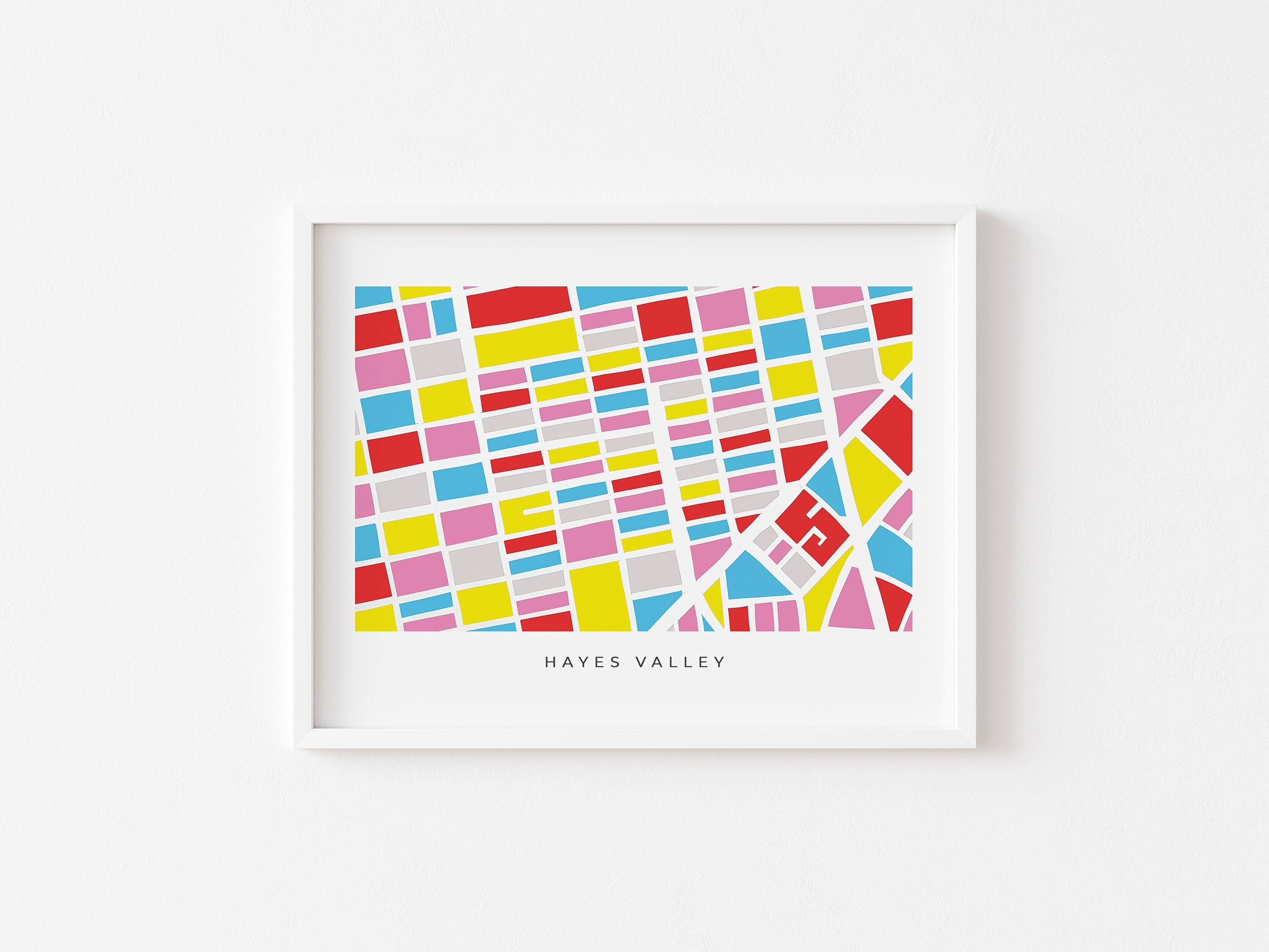 Hayes Valley Map Print – San Francisco Wall Art – Minimalist & Colorful City Poster