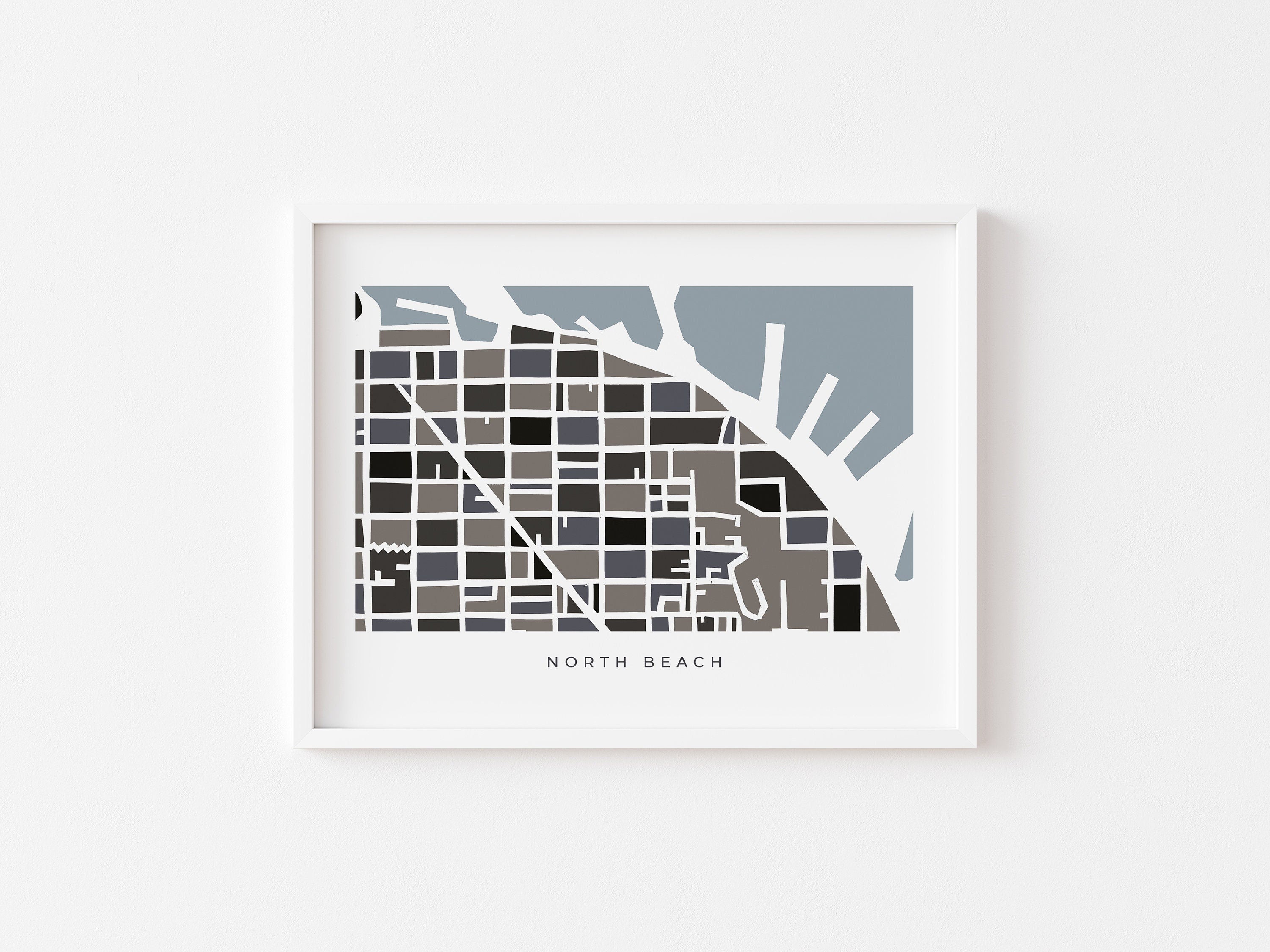 San Francisco North Beach Art Map – Minimalist Colorful Print